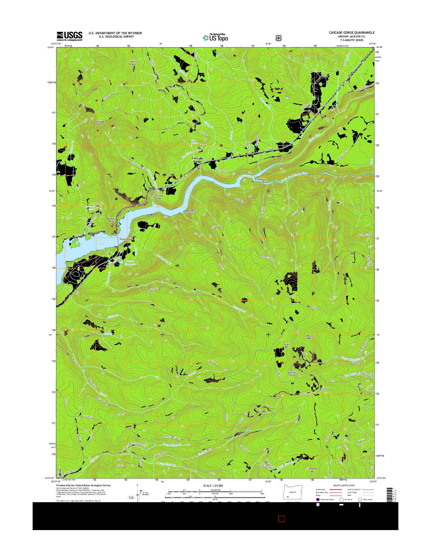 USGS US TOPO 7.5-MINUTE MAP FOR CASCADE GORGE, OR 2017