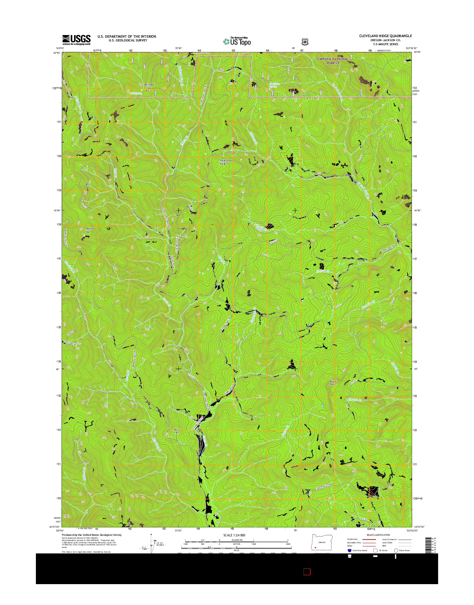 USGS US TOPO 7.5-MINUTE MAP FOR CLEVELAND RIDGE, OR 2017