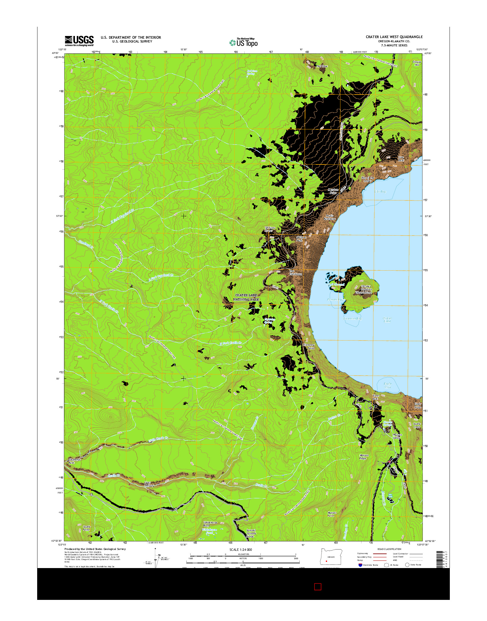 USGS US TOPO 7.5-MINUTE MAP FOR CRATER LAKE WEST, OR 2017