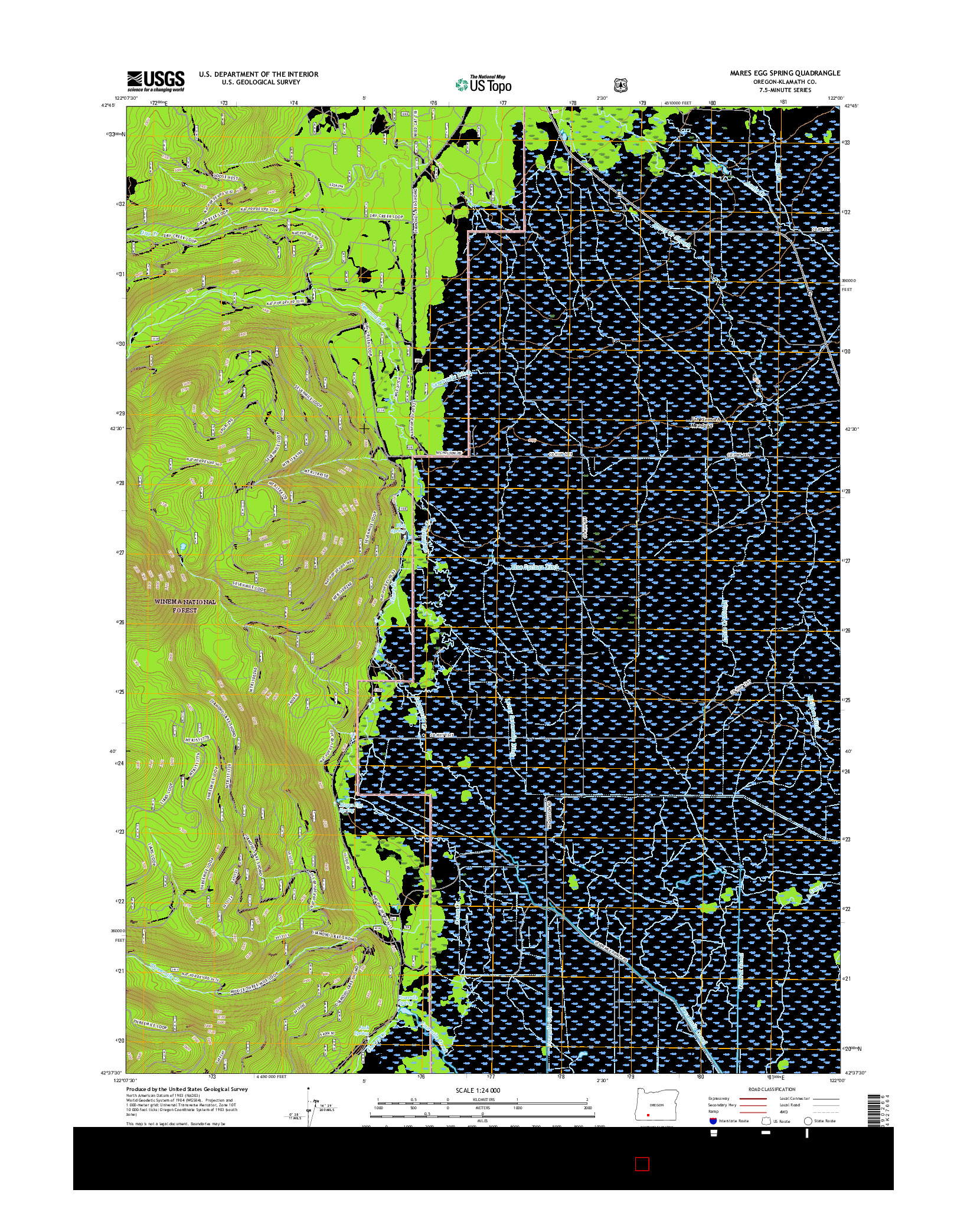 USGS US TOPO 7.5-MINUTE MAP FOR MARES EGG SPRING, OR 2017