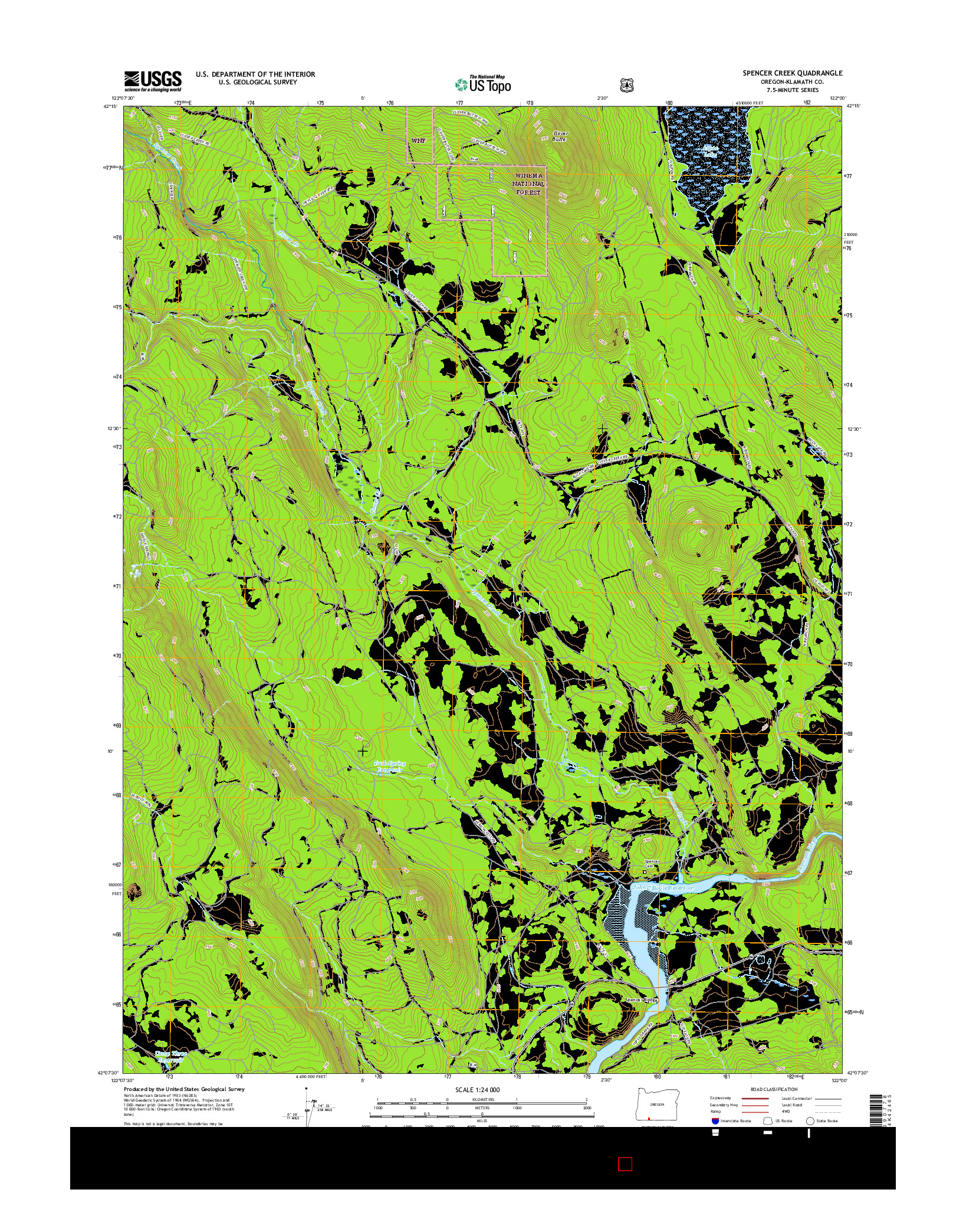 USGS US TOPO 7.5-MINUTE MAP FOR SPENCER CREEK, OR 2017