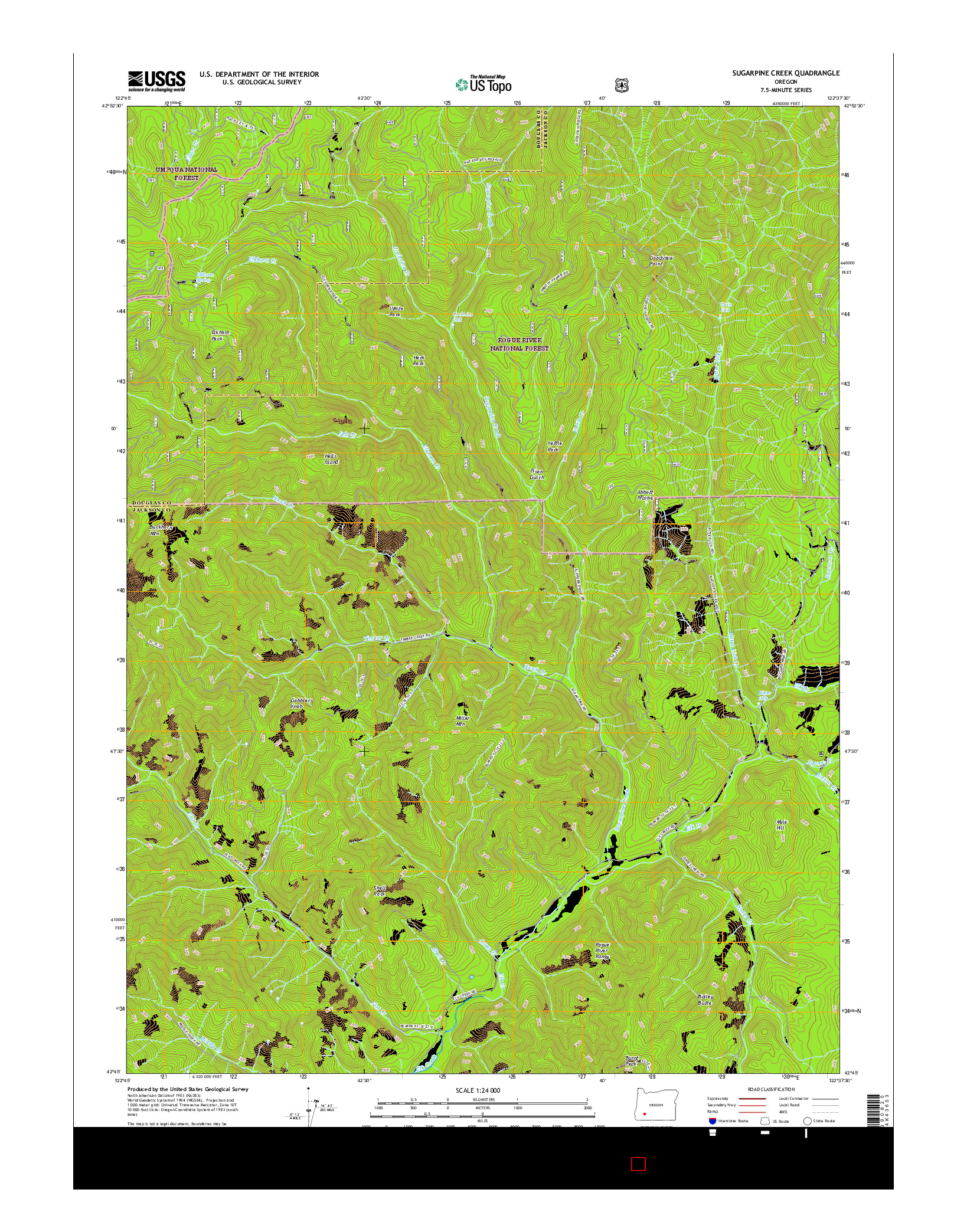 USGS US TOPO 7.5-MINUTE MAP FOR SUGARPINE CREEK, OR 2017