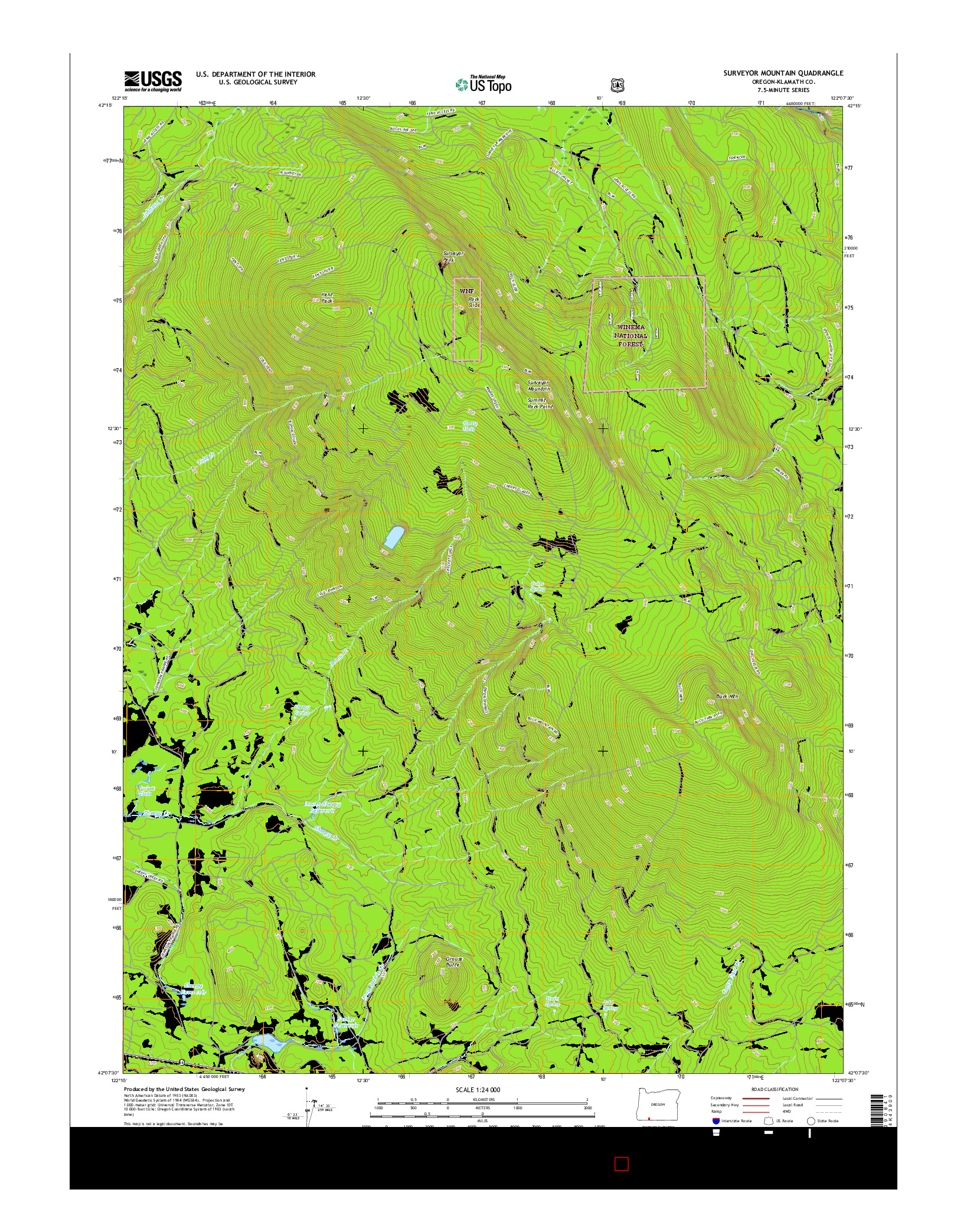 USGS US TOPO 7.5-MINUTE MAP FOR SURVEYOR MOUNTAIN, OR 2017