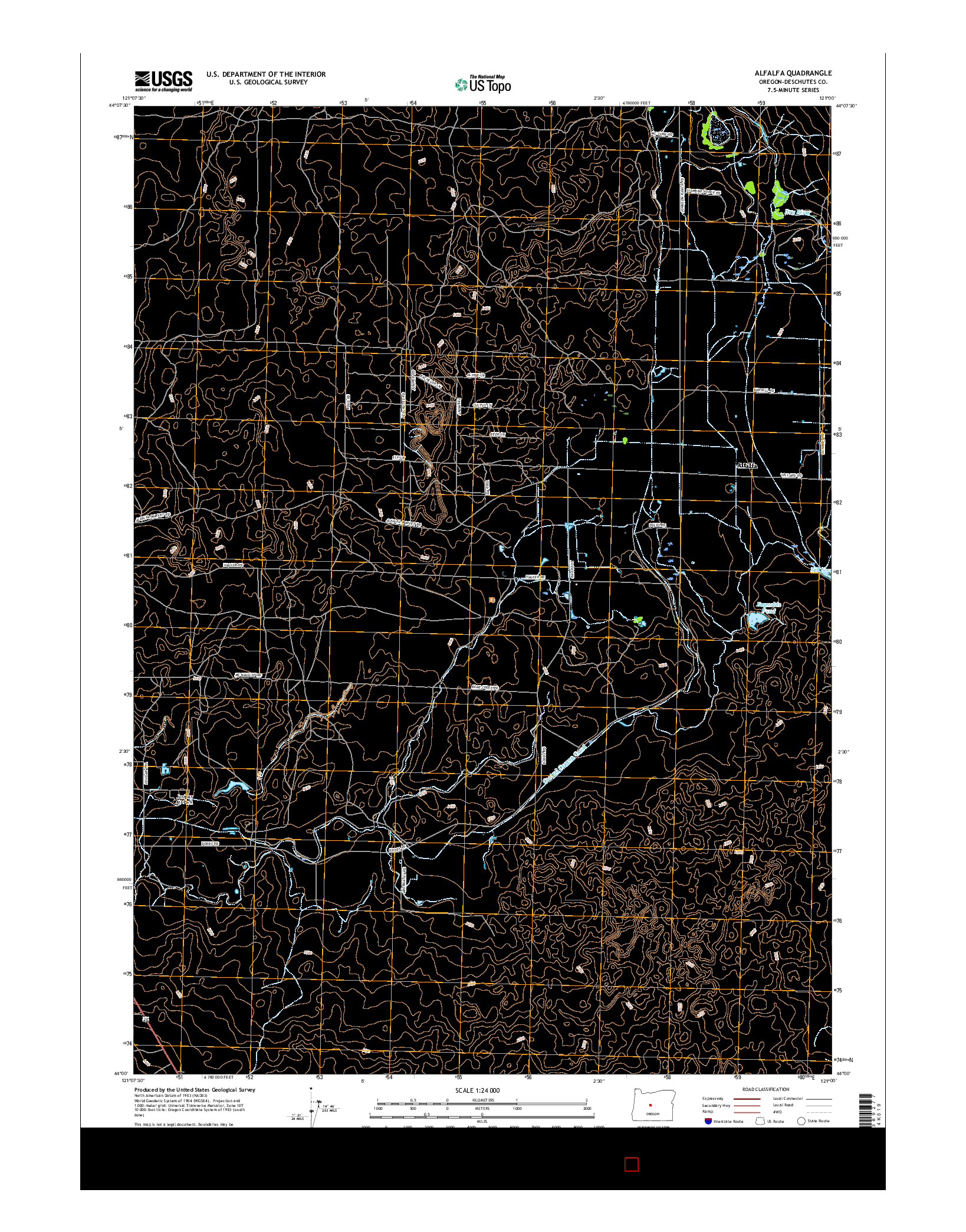 USGS US TOPO 7.5-MINUTE MAP FOR ALFALFA, OR 2017