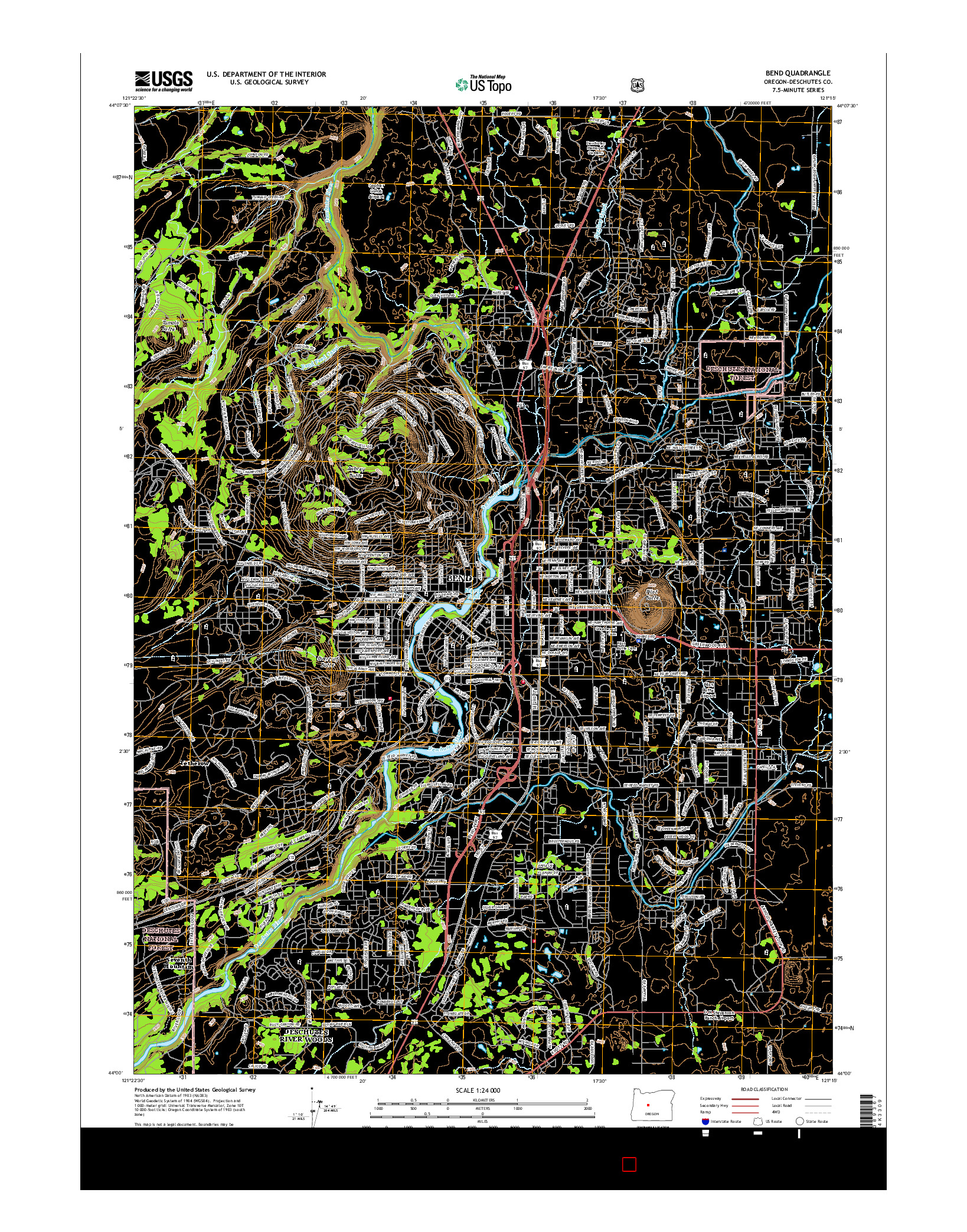 USGS US TOPO 7.5-MINUTE MAP FOR BEND, OR 2017