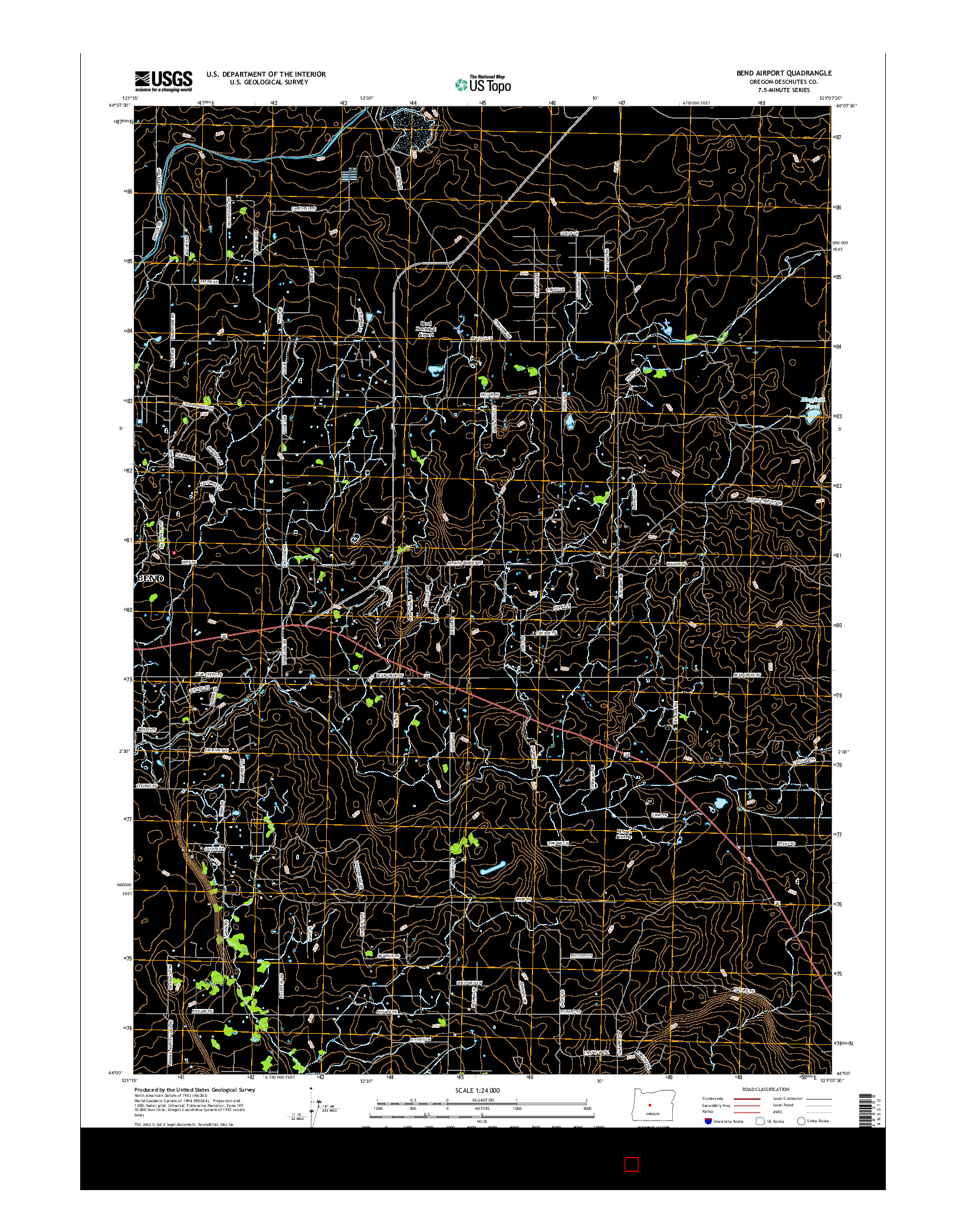 USGS US TOPO 7.5-MINUTE MAP FOR BEND AIRPORT, OR 2017