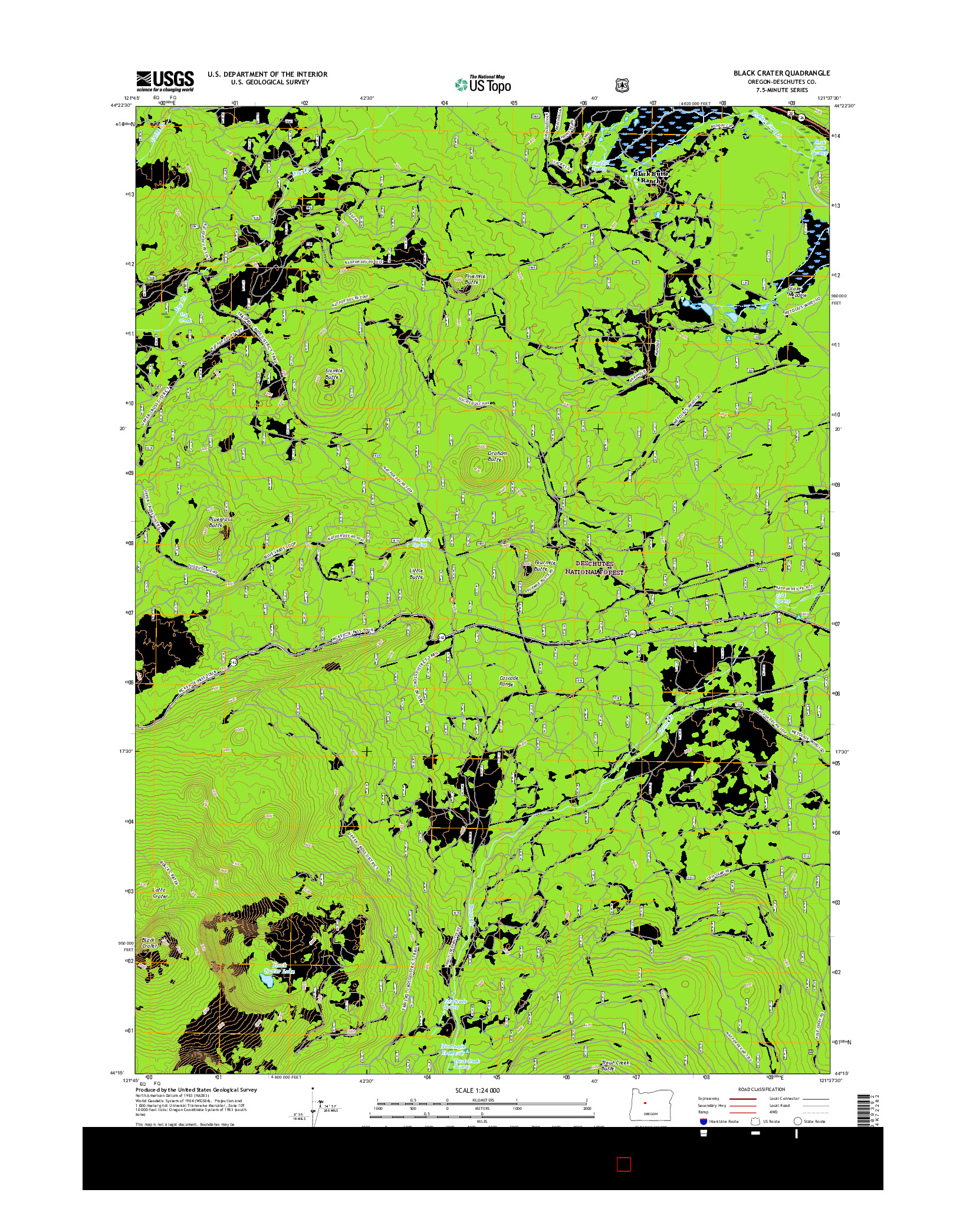 USGS US TOPO 7.5-MINUTE MAP FOR BLACK CRATER, OR 2017