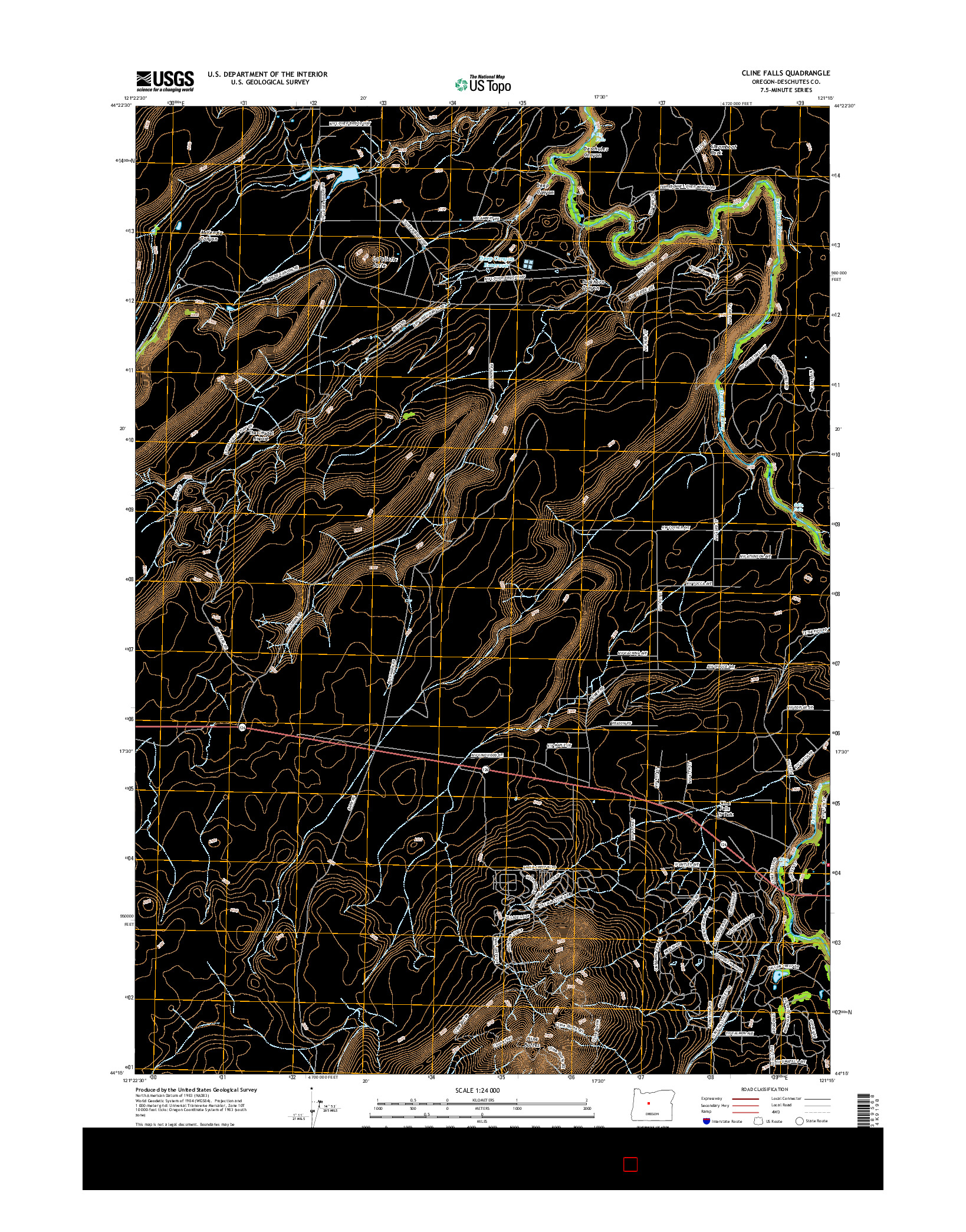USGS US TOPO 7.5-MINUTE MAP FOR CLINE FALLS, OR 2017