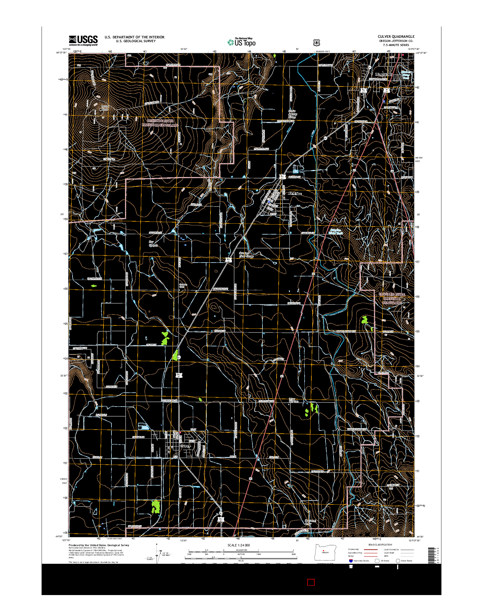 USGS US TOPO 7.5-MINUTE MAP FOR CULVER, OR 2017