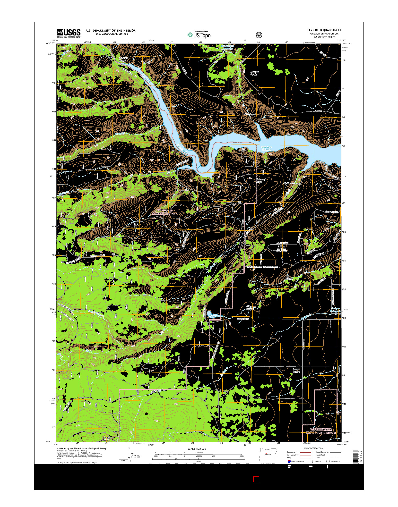 USGS US TOPO 7.5-MINUTE MAP FOR FLY CREEK, OR 2017