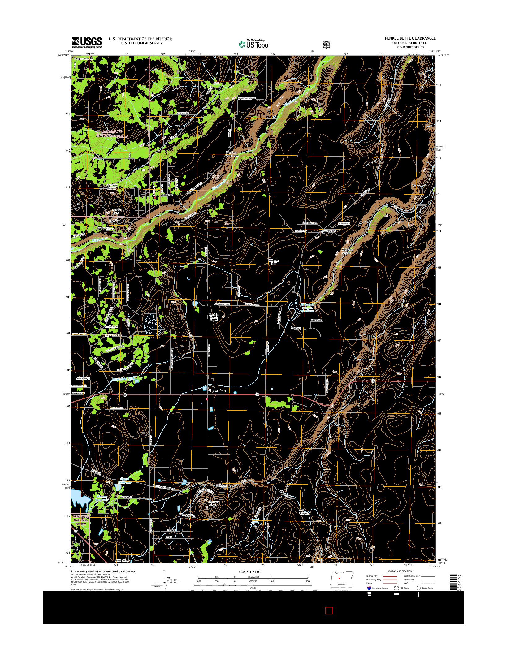 USGS US TOPO 7.5-MINUTE MAP FOR HENKLE BUTTE, OR 2017