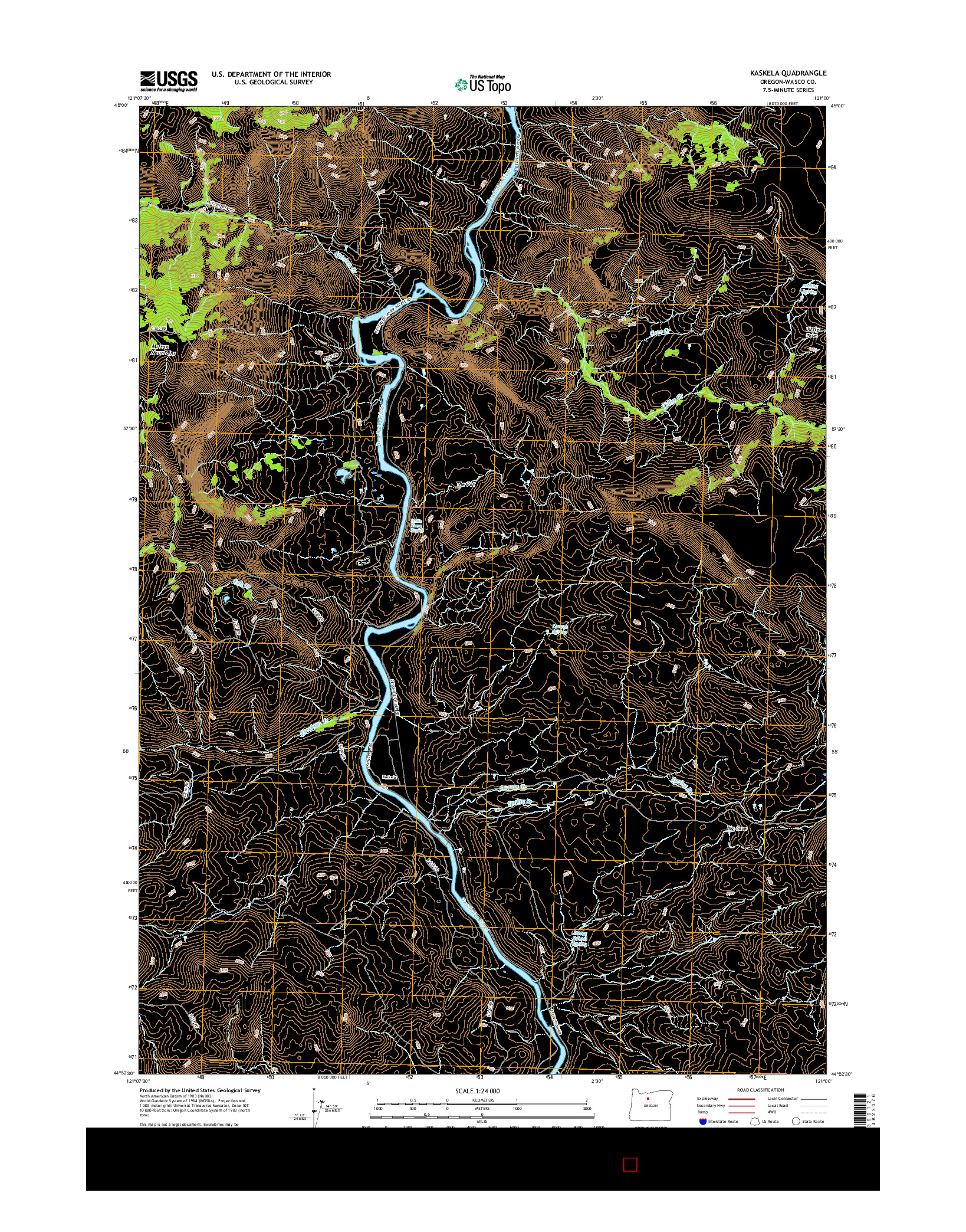 USGS US TOPO 7.5-MINUTE MAP FOR KASKELA, OR 2017