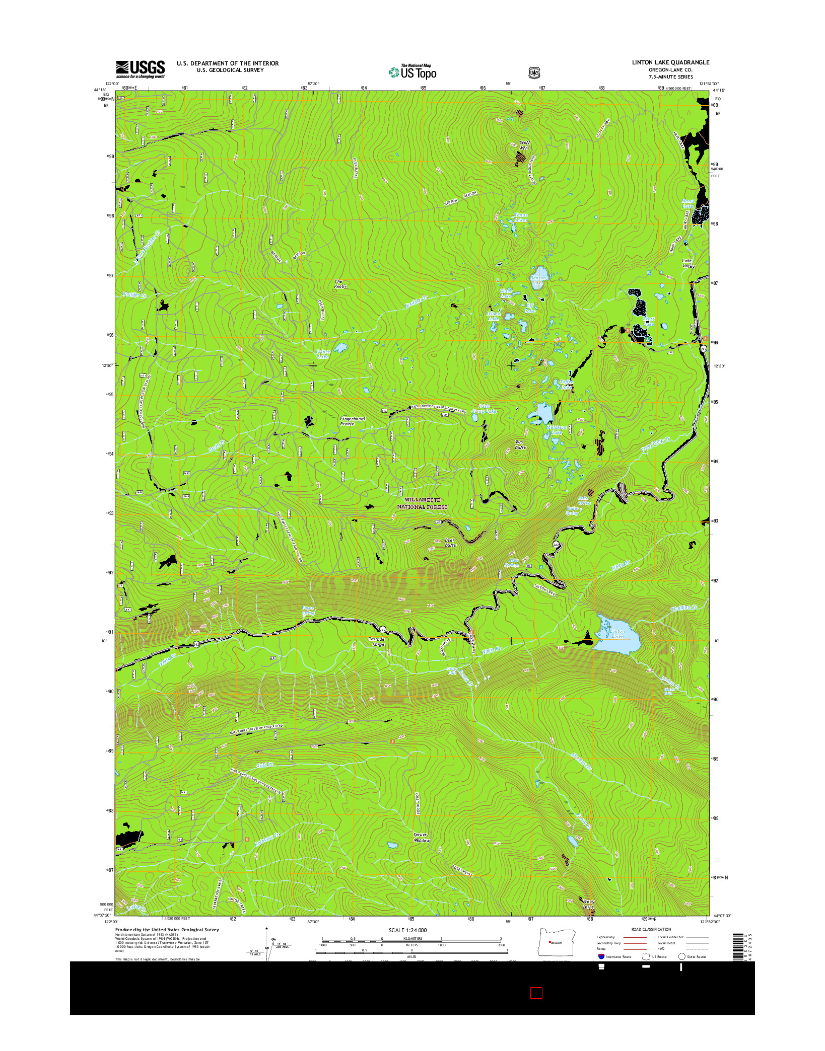 USGS US TOPO 7.5-MINUTE MAP FOR LINTON LAKE, OR 2017