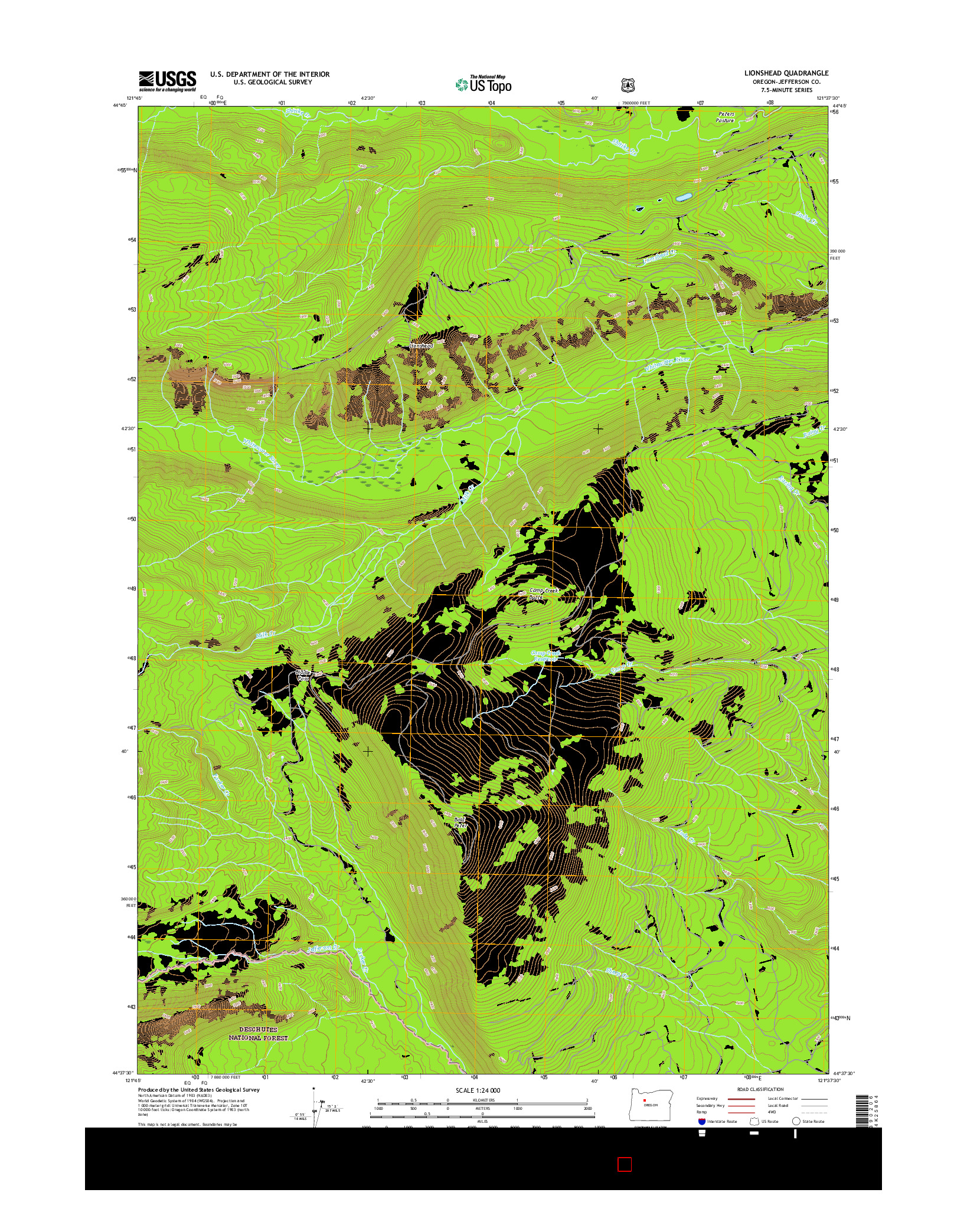 USGS US TOPO 7.5-MINUTE MAP FOR LIONSHEAD, OR 2017