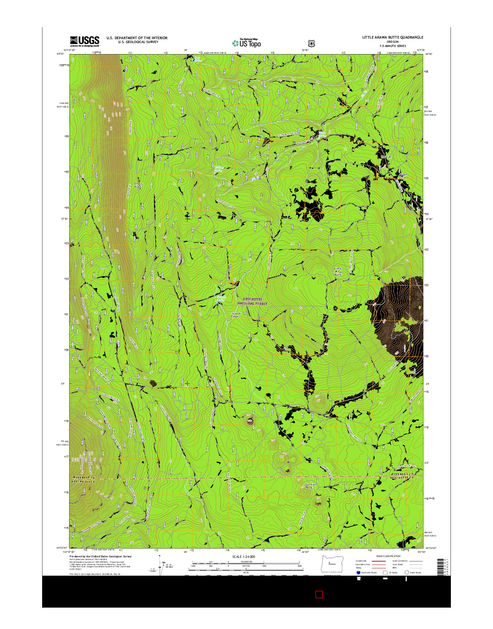 USGS US TOPO 7.5-MINUTE MAP FOR LITTLE AKAWA BUTTE, OR 2017