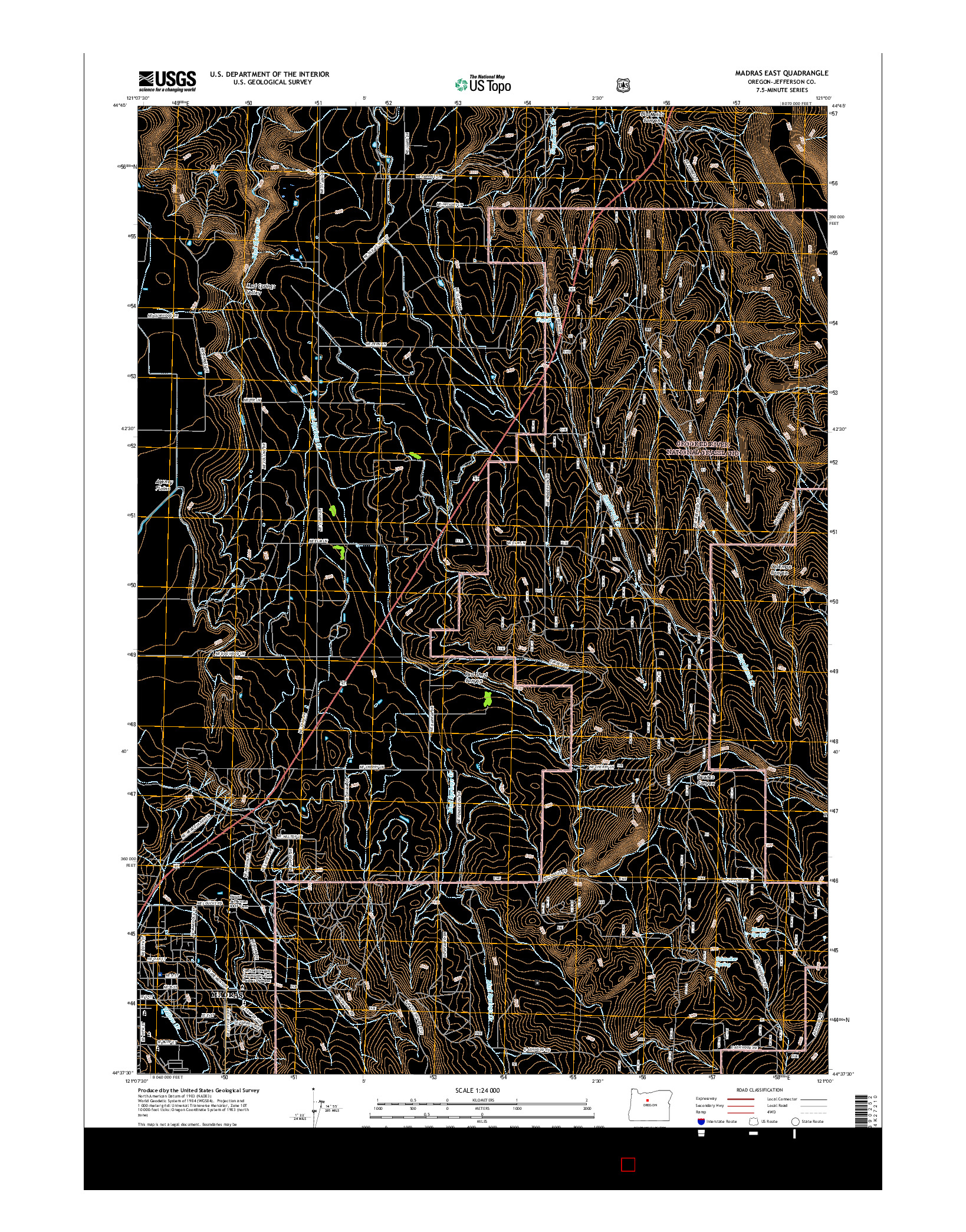 USGS US TOPO 7.5-MINUTE MAP FOR MADRAS EAST, OR 2017