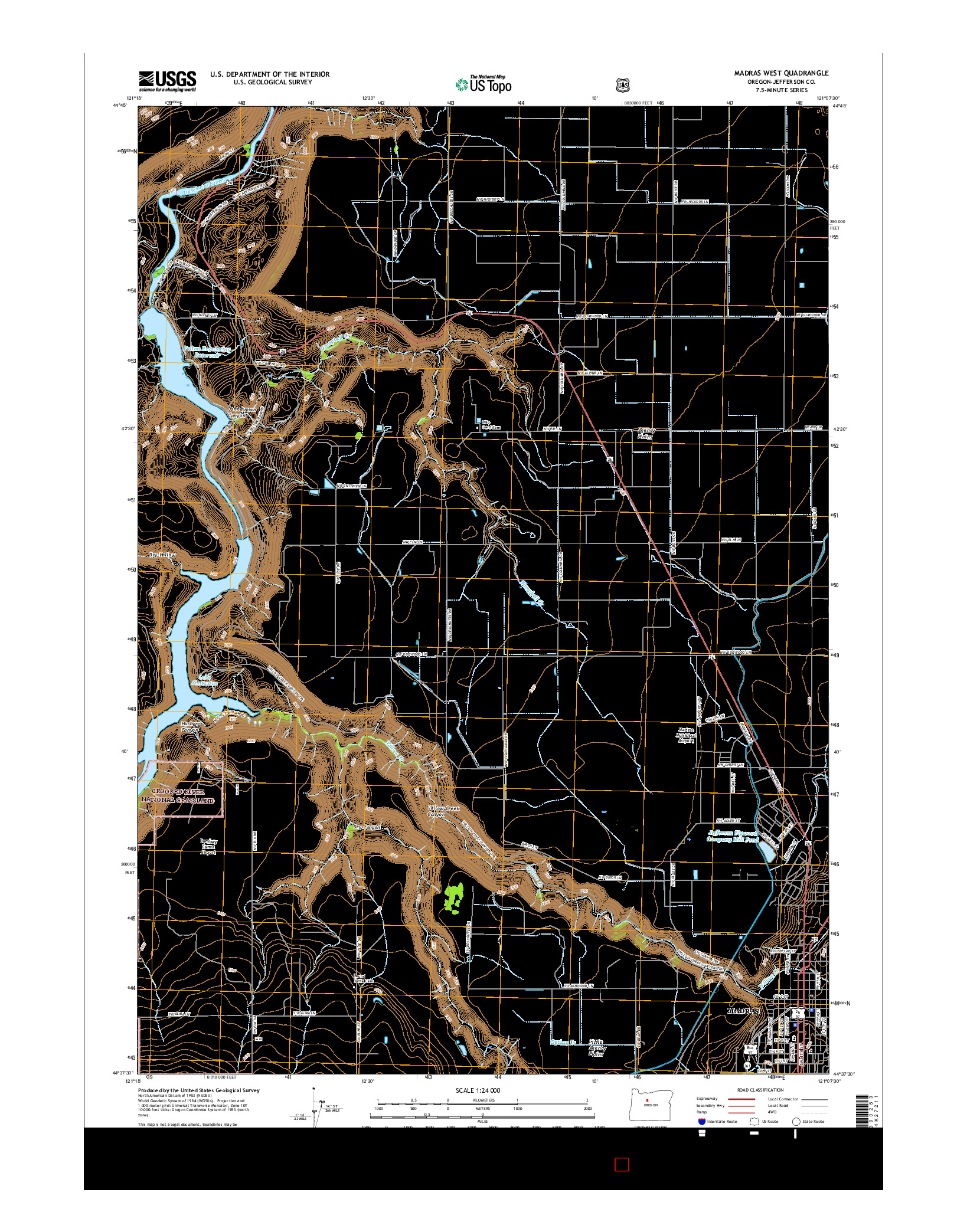 USGS US TOPO 7.5-MINUTE MAP FOR MADRAS WEST, OR 2017