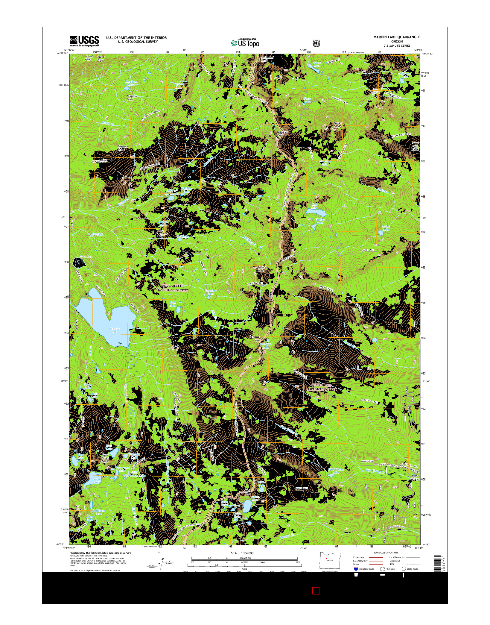 USGS US TOPO 7.5-MINUTE MAP FOR MARION LAKE, OR 2017