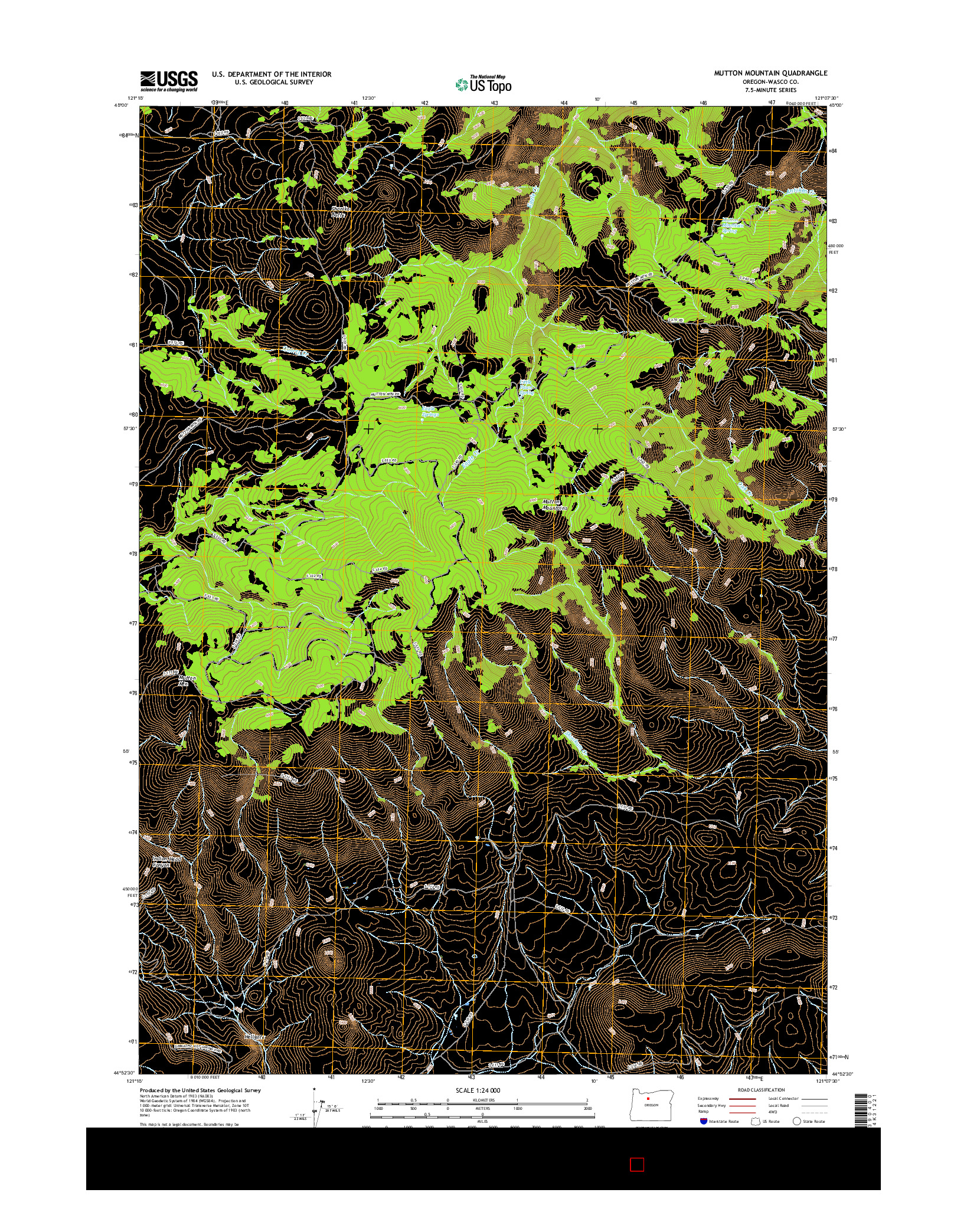 USGS US TOPO 7.5-MINUTE MAP FOR MUTTON MOUNTAIN, OR 2017