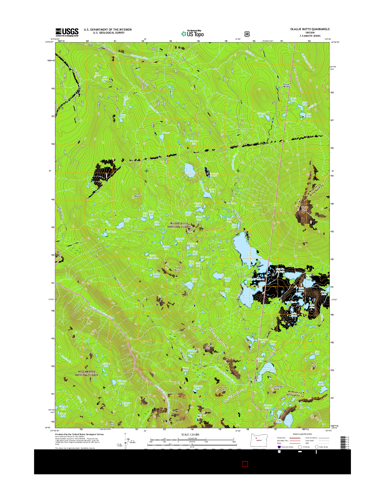USGS US TOPO 7.5-MINUTE MAP FOR OLALLIE BUTTE, OR 2017