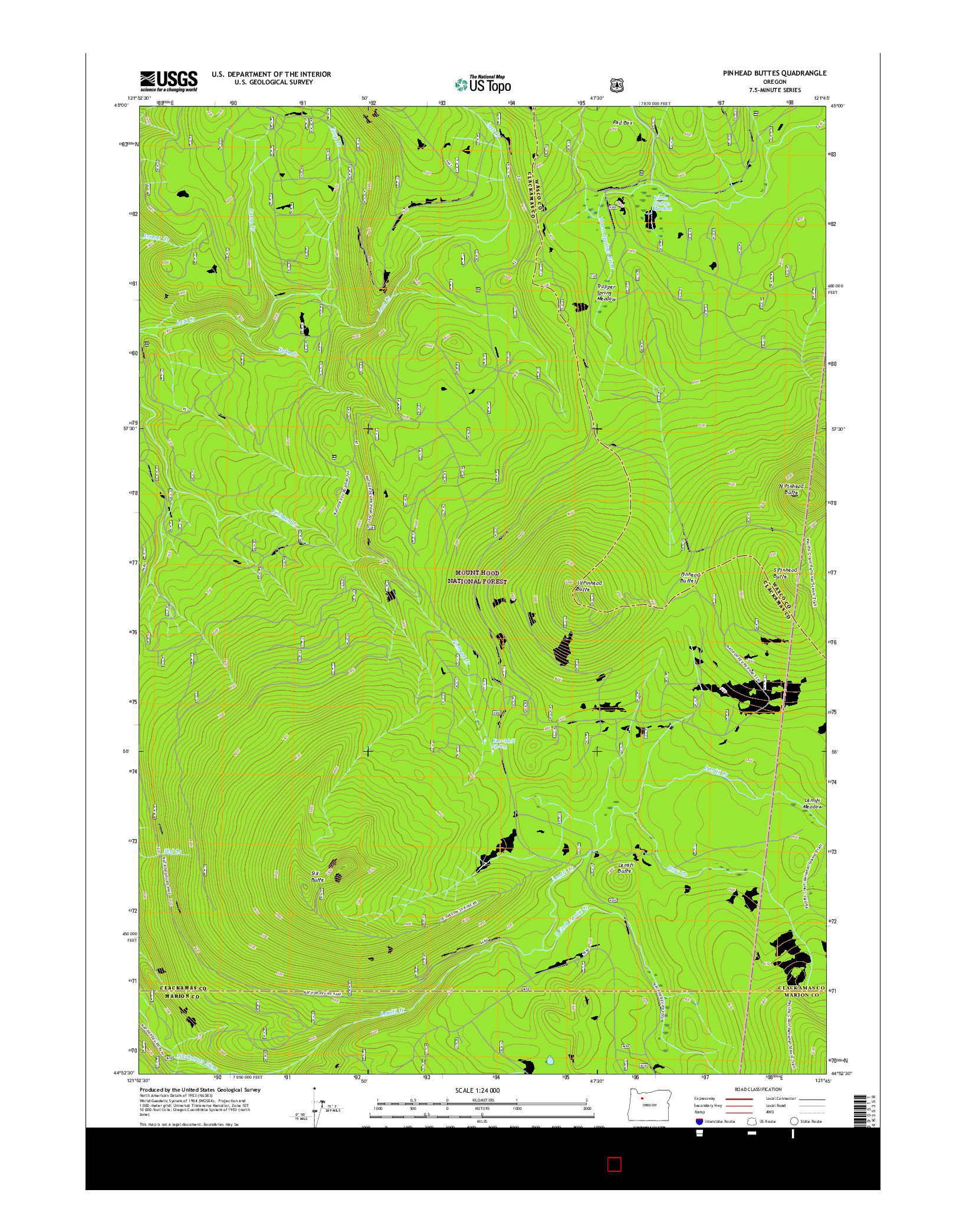 USGS US TOPO 7.5-MINUTE MAP FOR PINHEAD BUTTES, OR 2017