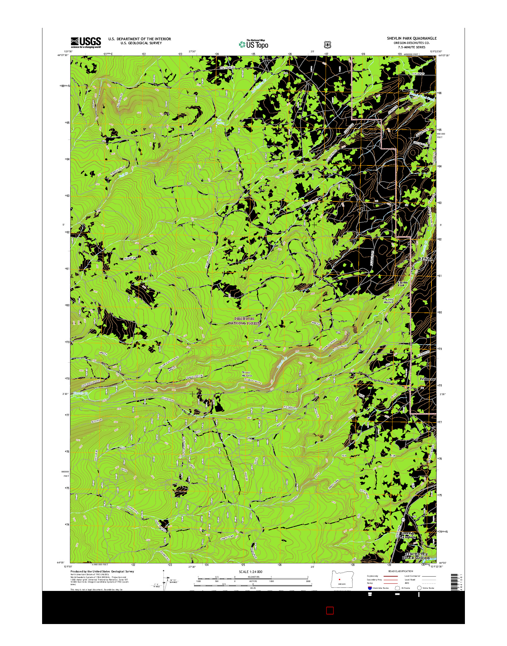 USGS US TOPO 7.5-MINUTE MAP FOR SHEVLIN PARK, OR 2017