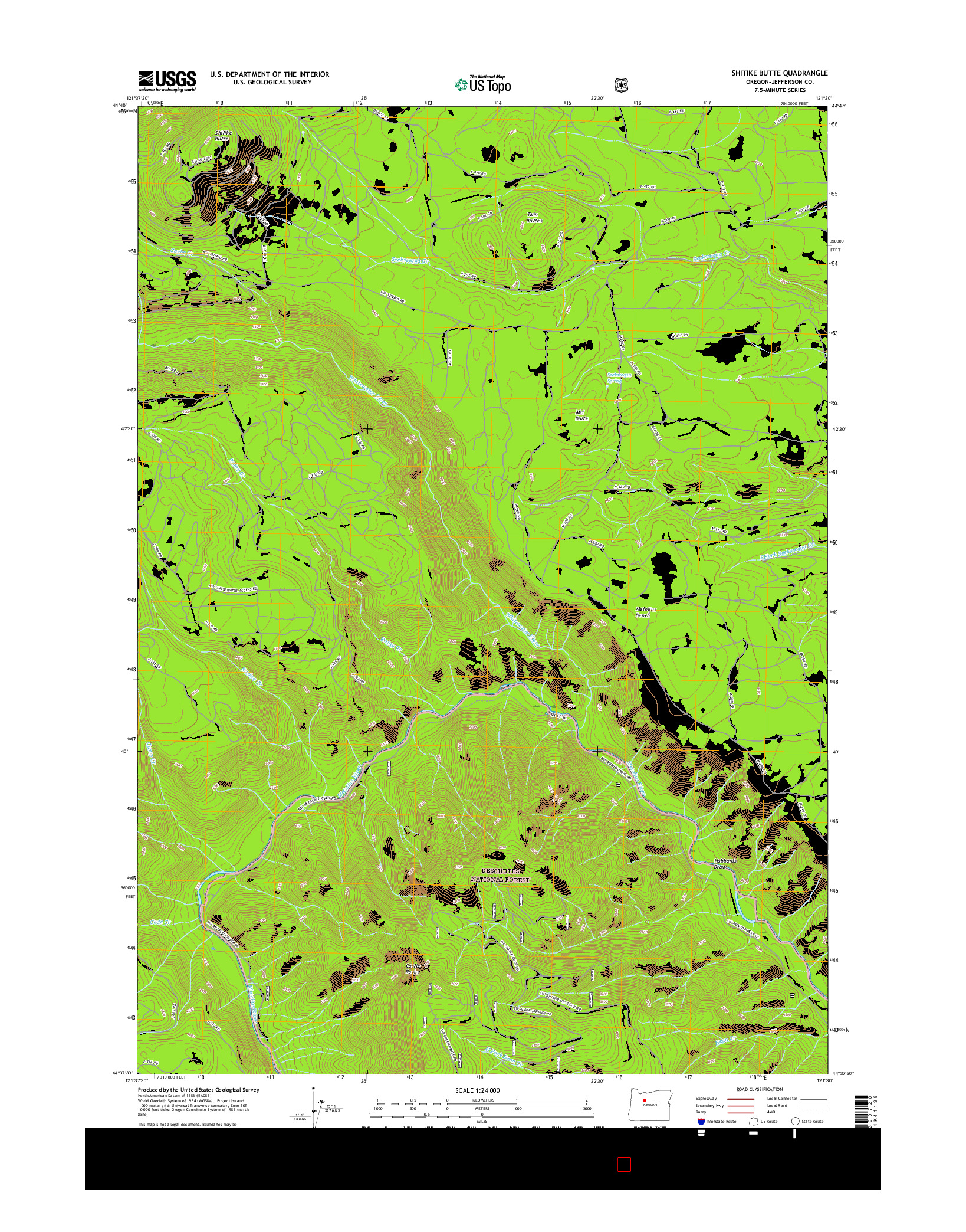 USGS US TOPO 7.5-MINUTE MAP FOR SHITIKE BUTTE, OR 2017