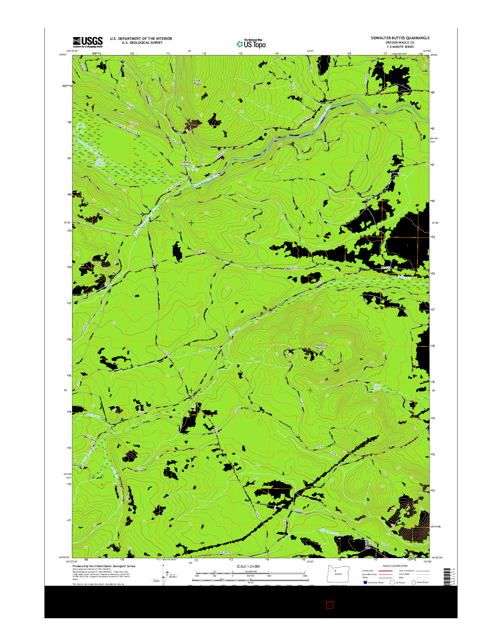 USGS US TOPO 7.5-MINUTE MAP FOR SIDWALTER BUTTES, OR 2017