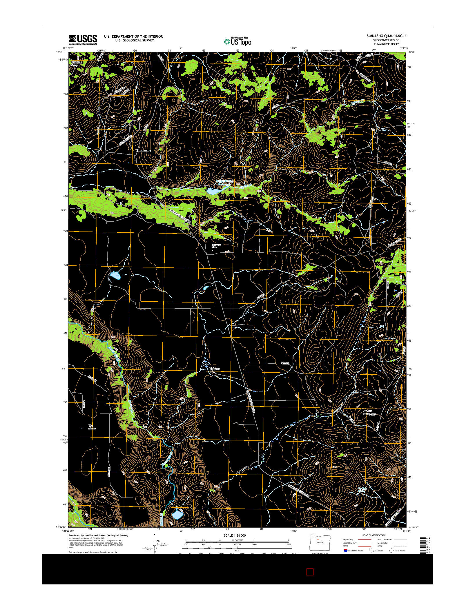 USGS US TOPO 7.5-MINUTE MAP FOR SIMNASHO, OR 2017