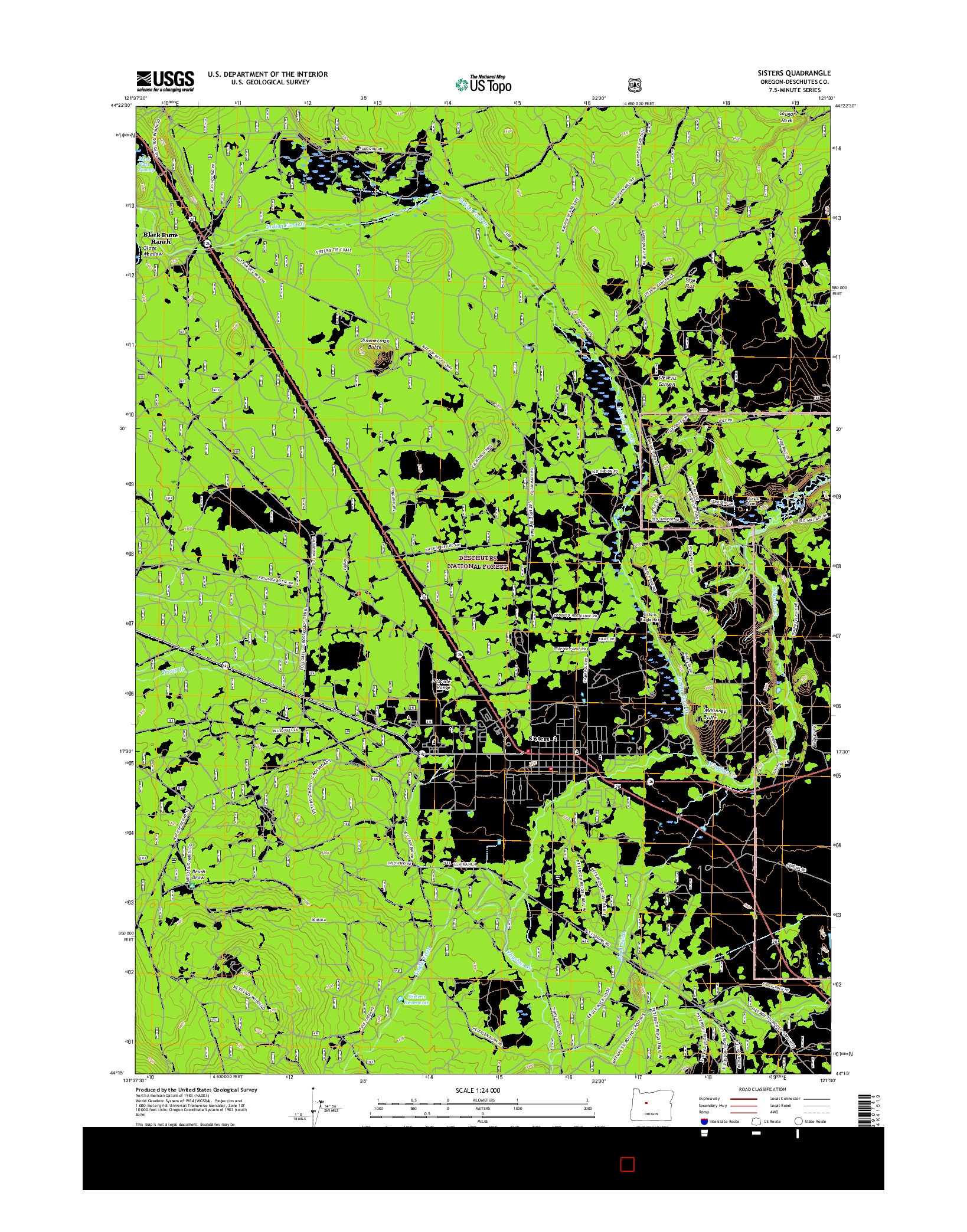 USGS US TOPO 7.5-MINUTE MAP FOR SISTERS, OR 2017