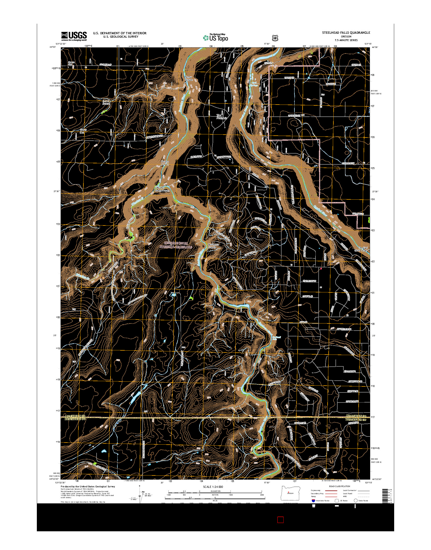 USGS US TOPO 7.5-MINUTE MAP FOR STEELHEAD FALLS, OR 2017