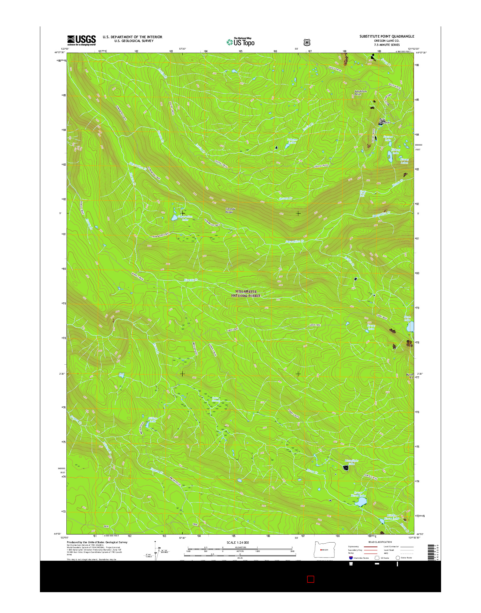 USGS US TOPO 7.5-MINUTE MAP FOR SUBSTITUTE POINT, OR 2017