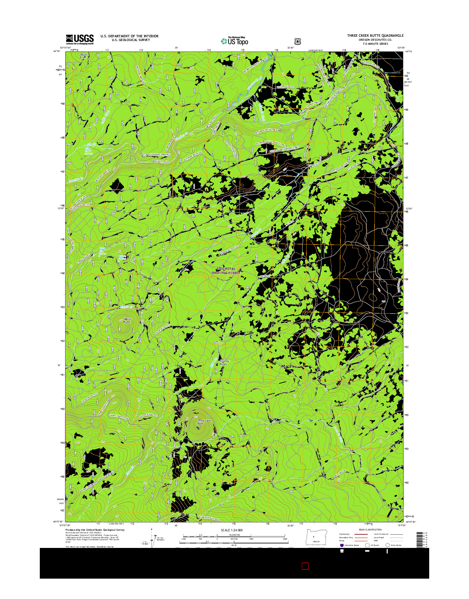 USGS US TOPO 7.5-MINUTE MAP FOR THREE CREEK BUTTE, OR 2017