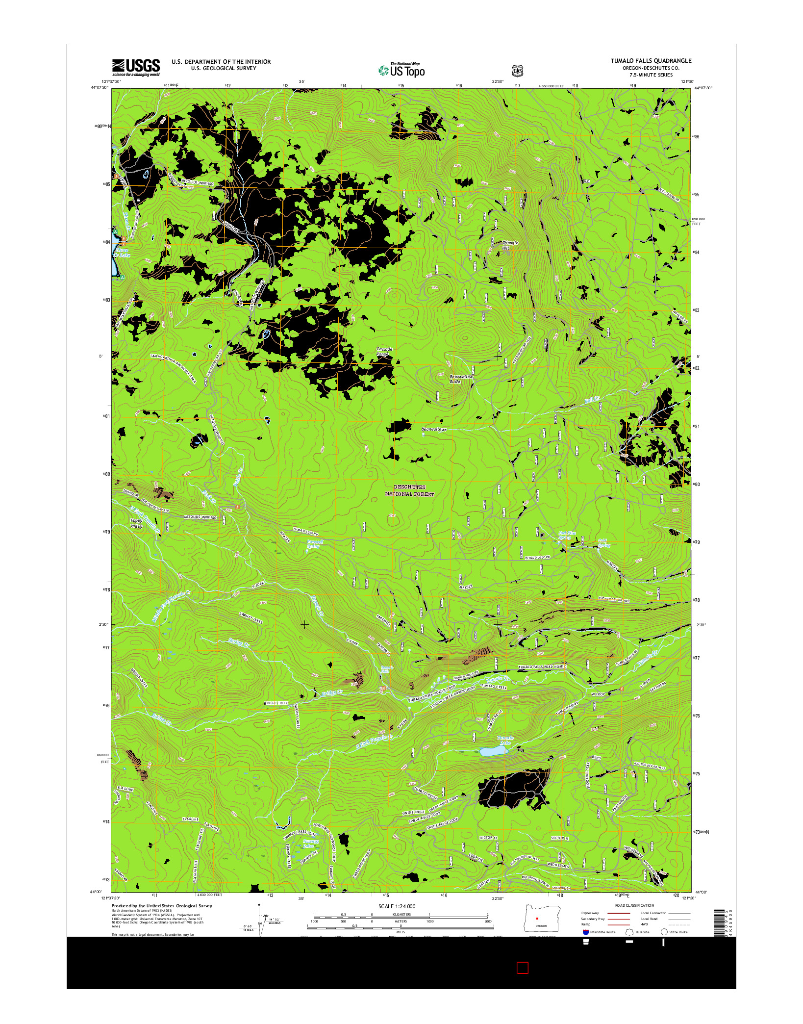 USGS US TOPO 7.5-MINUTE MAP FOR TUMALO FALLS, OR 2017