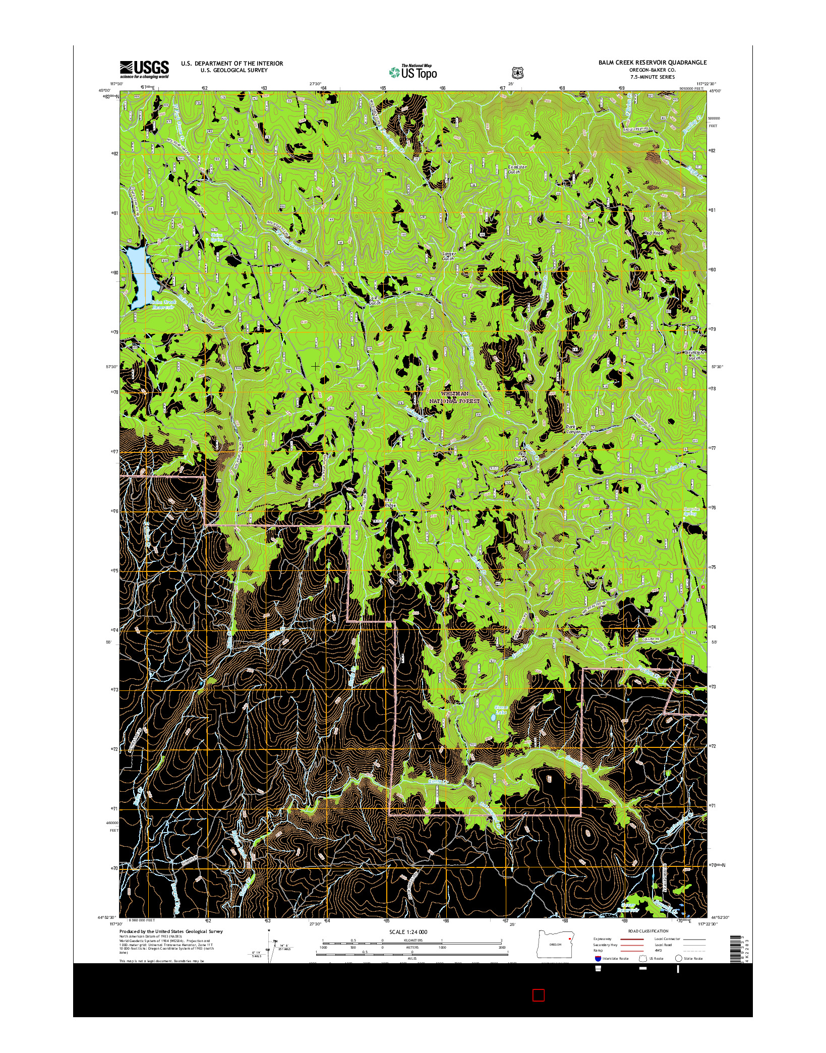 USGS US TOPO 7.5-MINUTE MAP FOR BALM CREEK RESERVOIR, OR 2017