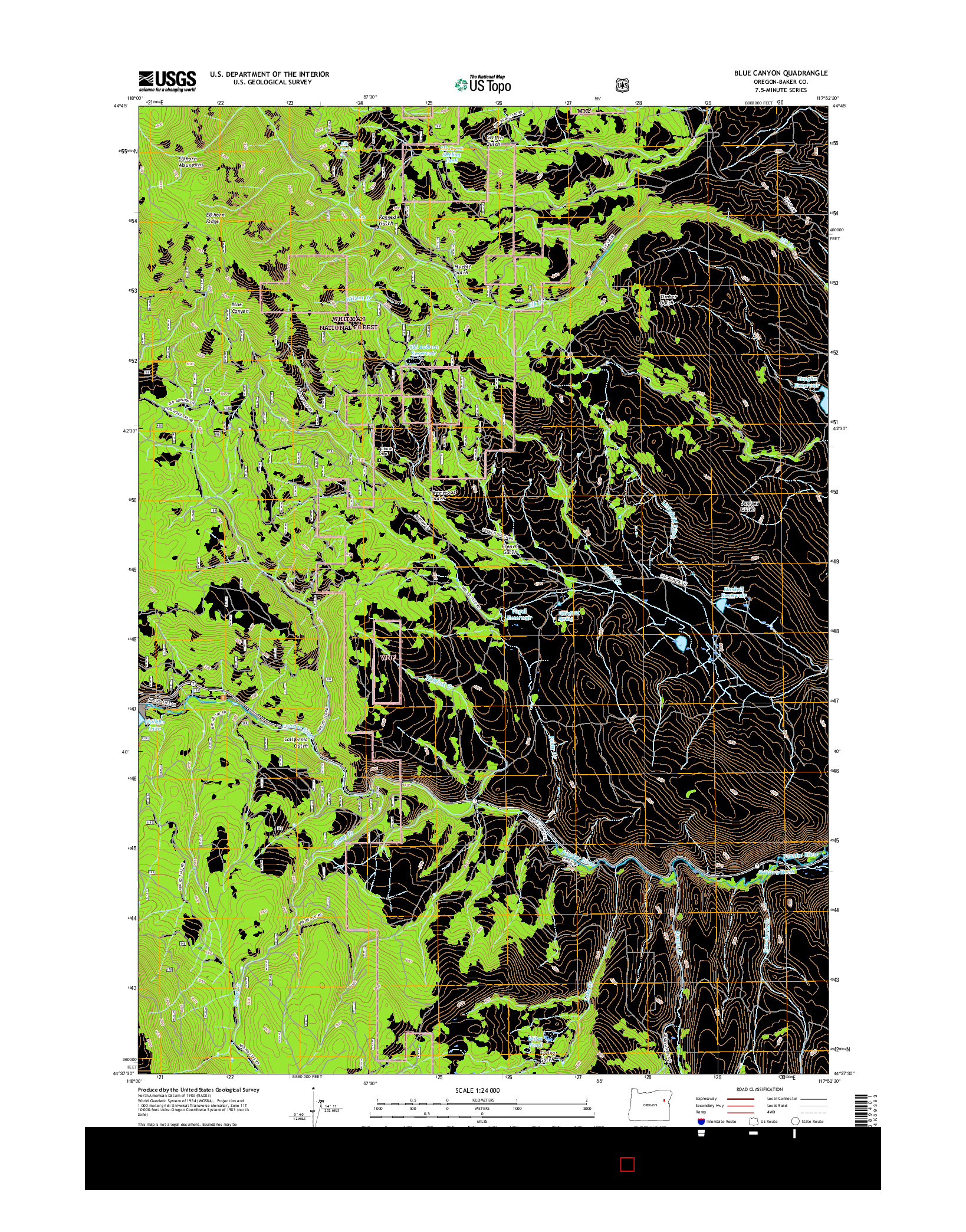 USGS US TOPO 7.5-MINUTE MAP FOR BLUE CANYON, OR 2017