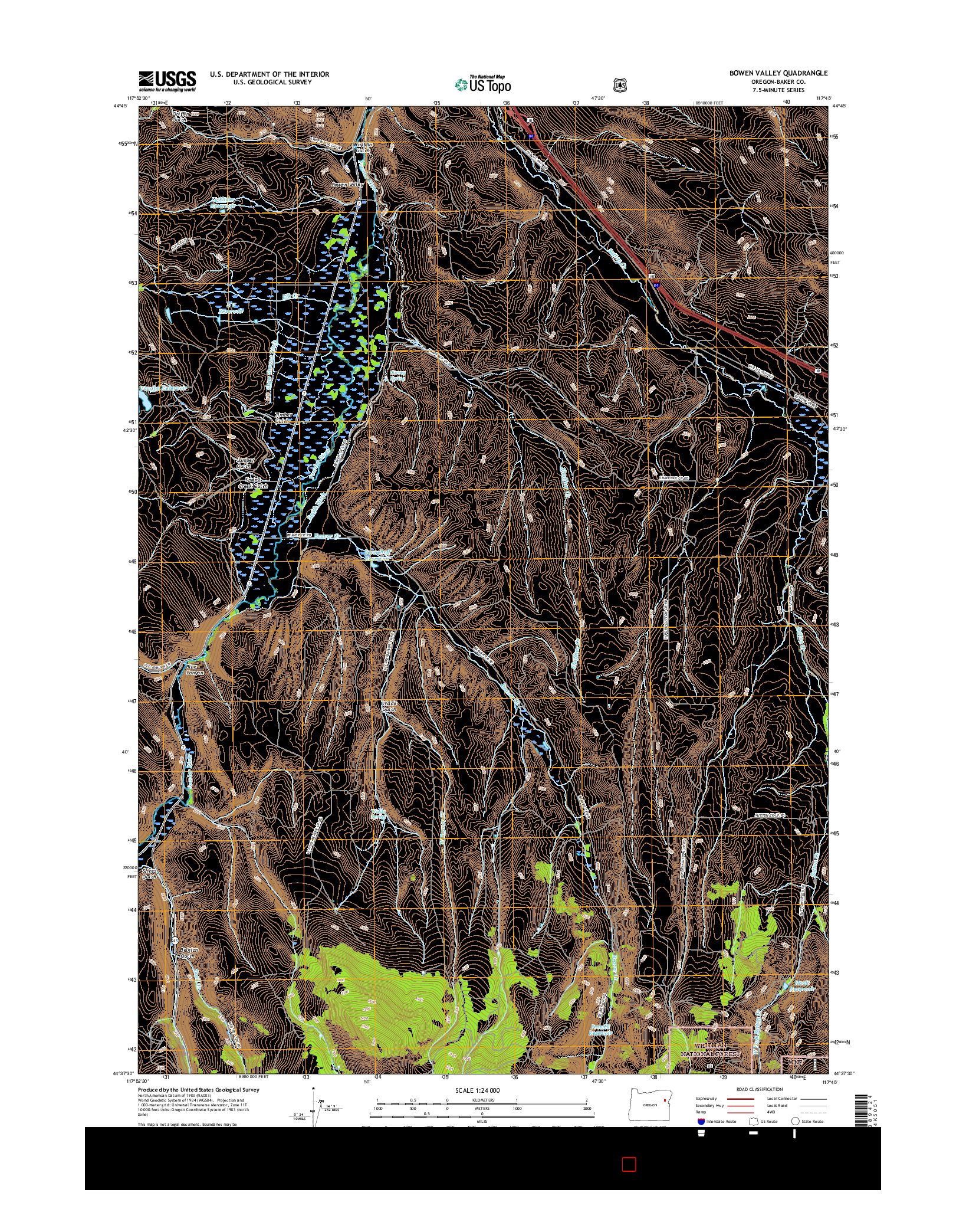 USGS US TOPO 7.5-MINUTE MAP FOR BOWEN VALLEY, OR 2017
