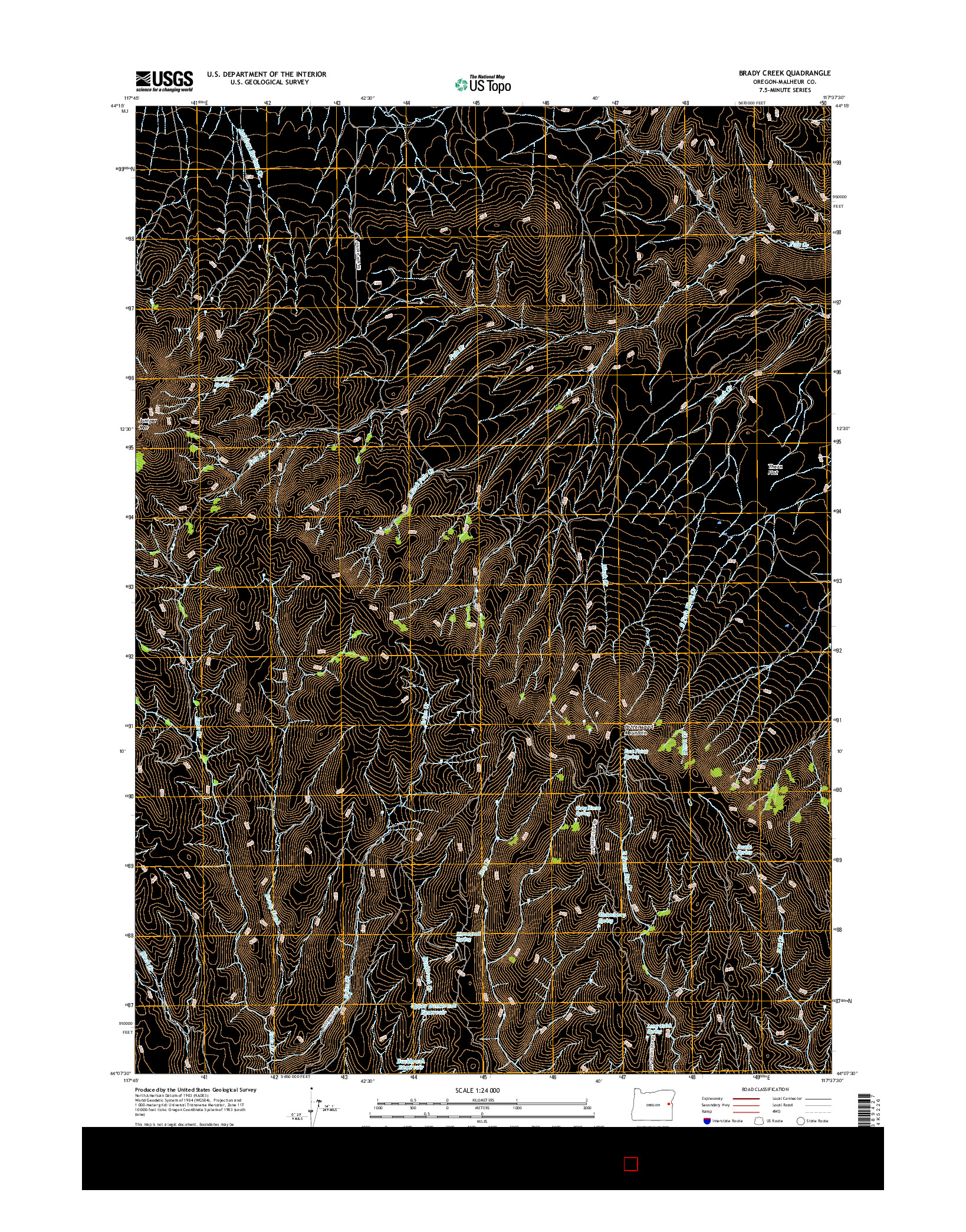 USGS US TOPO 7.5-MINUTE MAP FOR BRADY CREEK, OR 2017