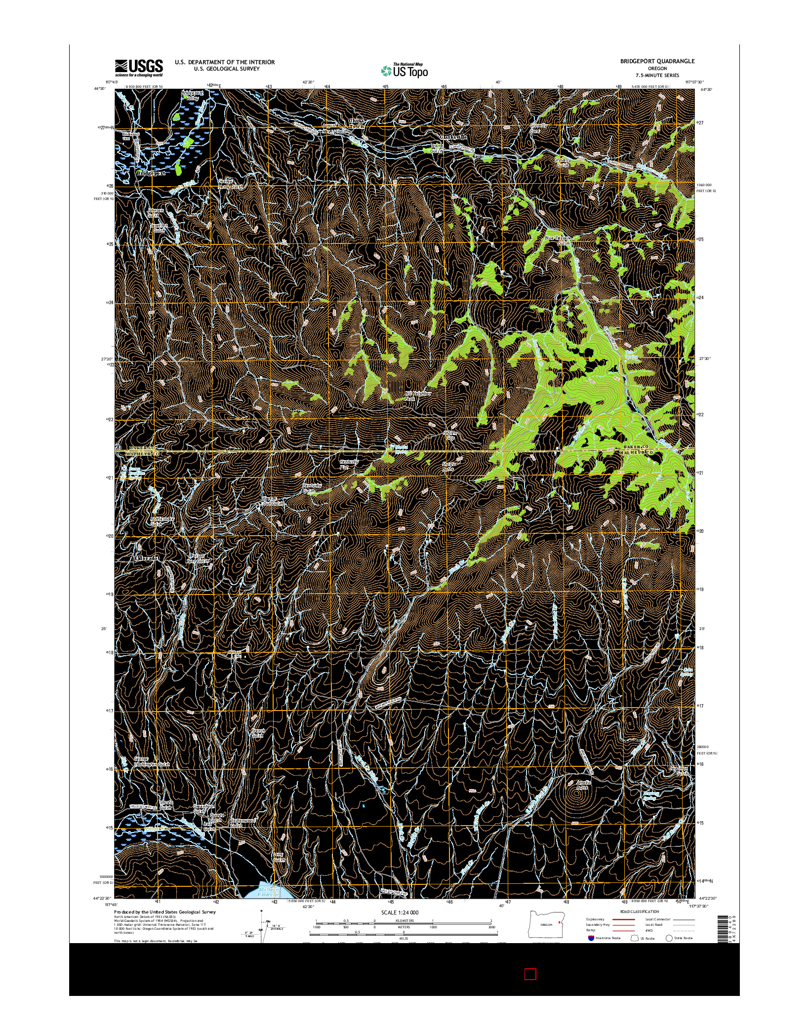 USGS US TOPO 7.5-MINUTE MAP FOR BRIDGEPORT, OR 2017