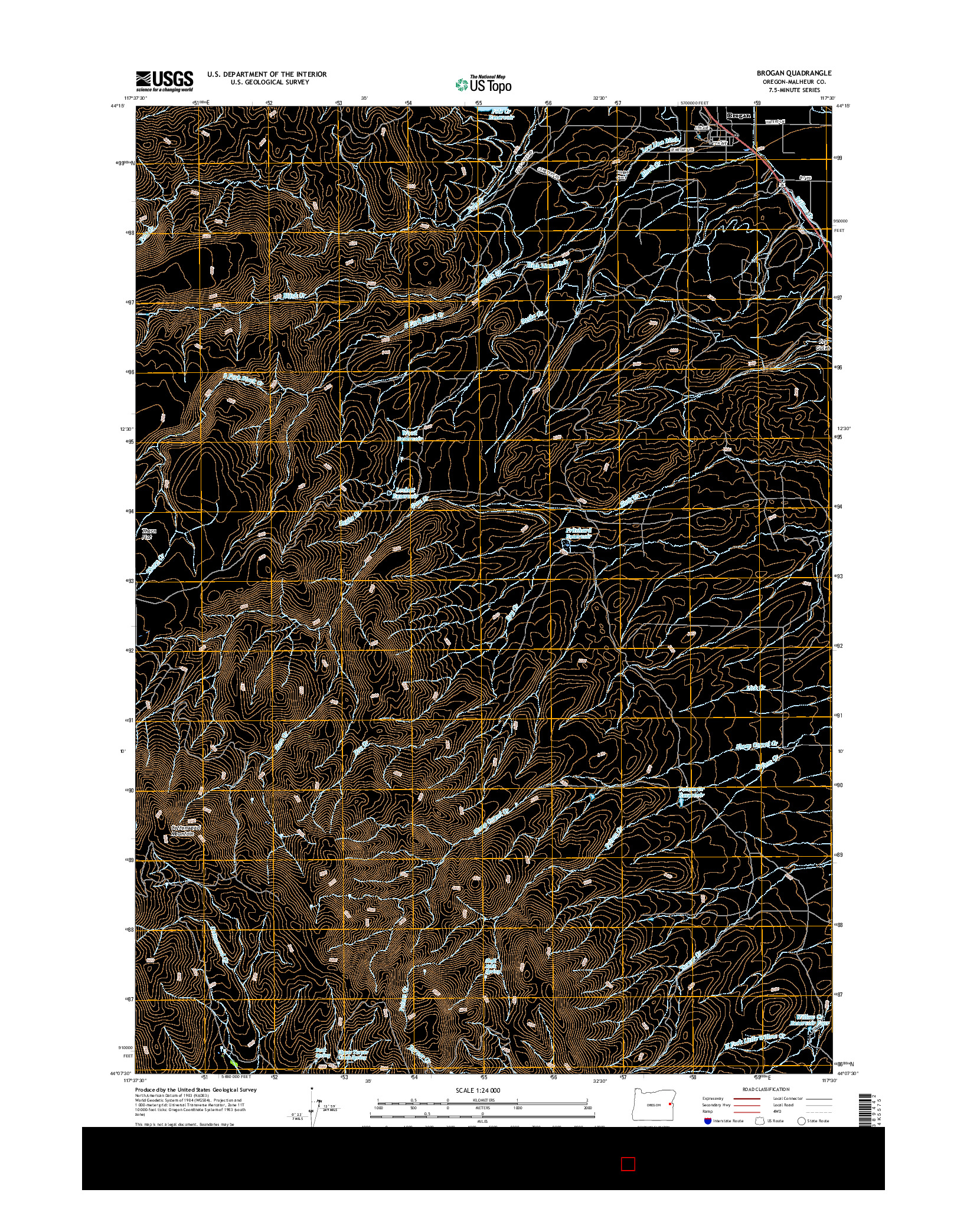 USGS US TOPO 7.5-MINUTE MAP FOR BROGAN, OR 2017