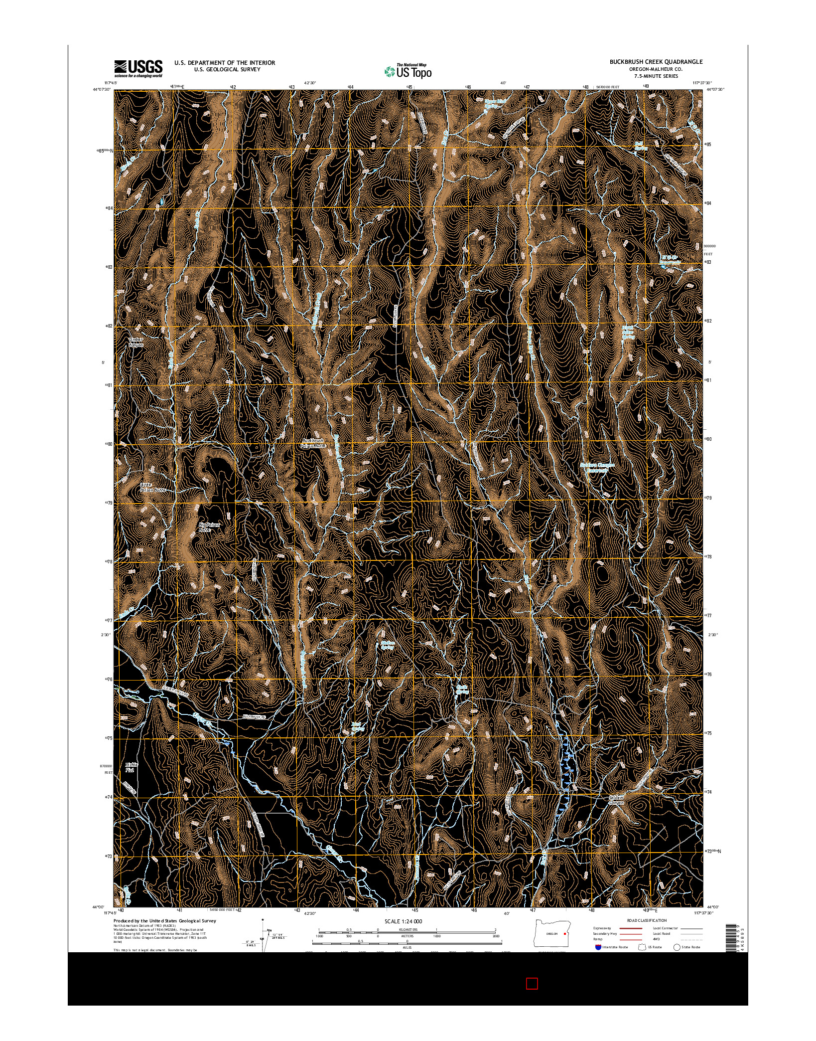 USGS US TOPO 7.5-MINUTE MAP FOR BUCKBRUSH CREEK, OR 2017