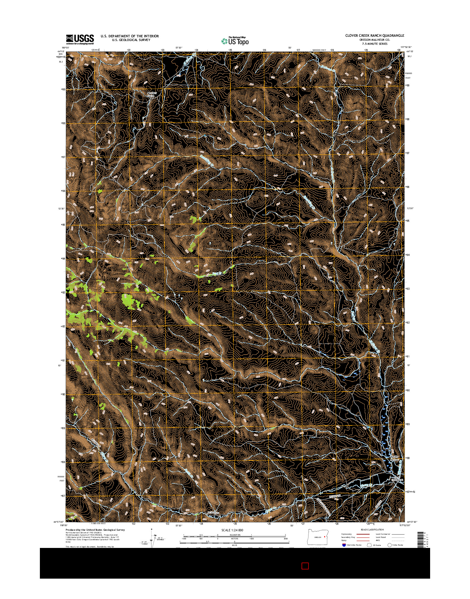 USGS US TOPO 7.5-MINUTE MAP FOR CLOVER CREEK RANCH, OR 2017