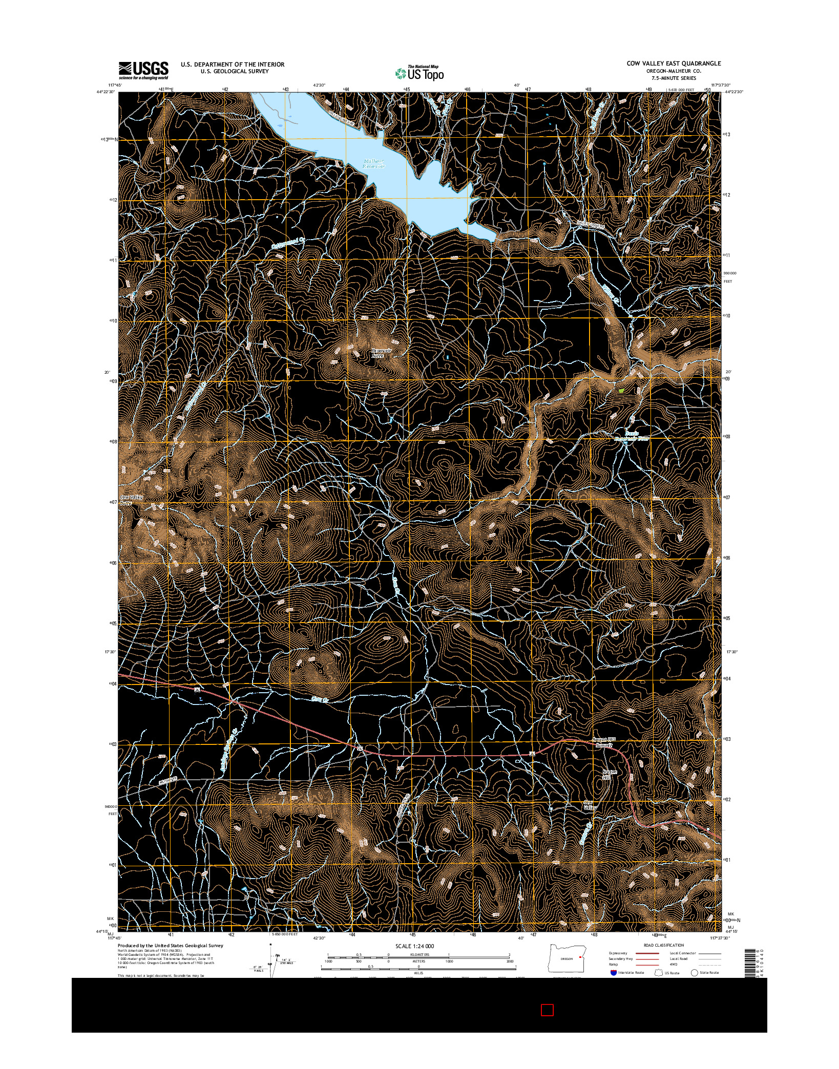 USGS US TOPO 7.5-MINUTE MAP FOR COW VALLEY EAST, OR 2017