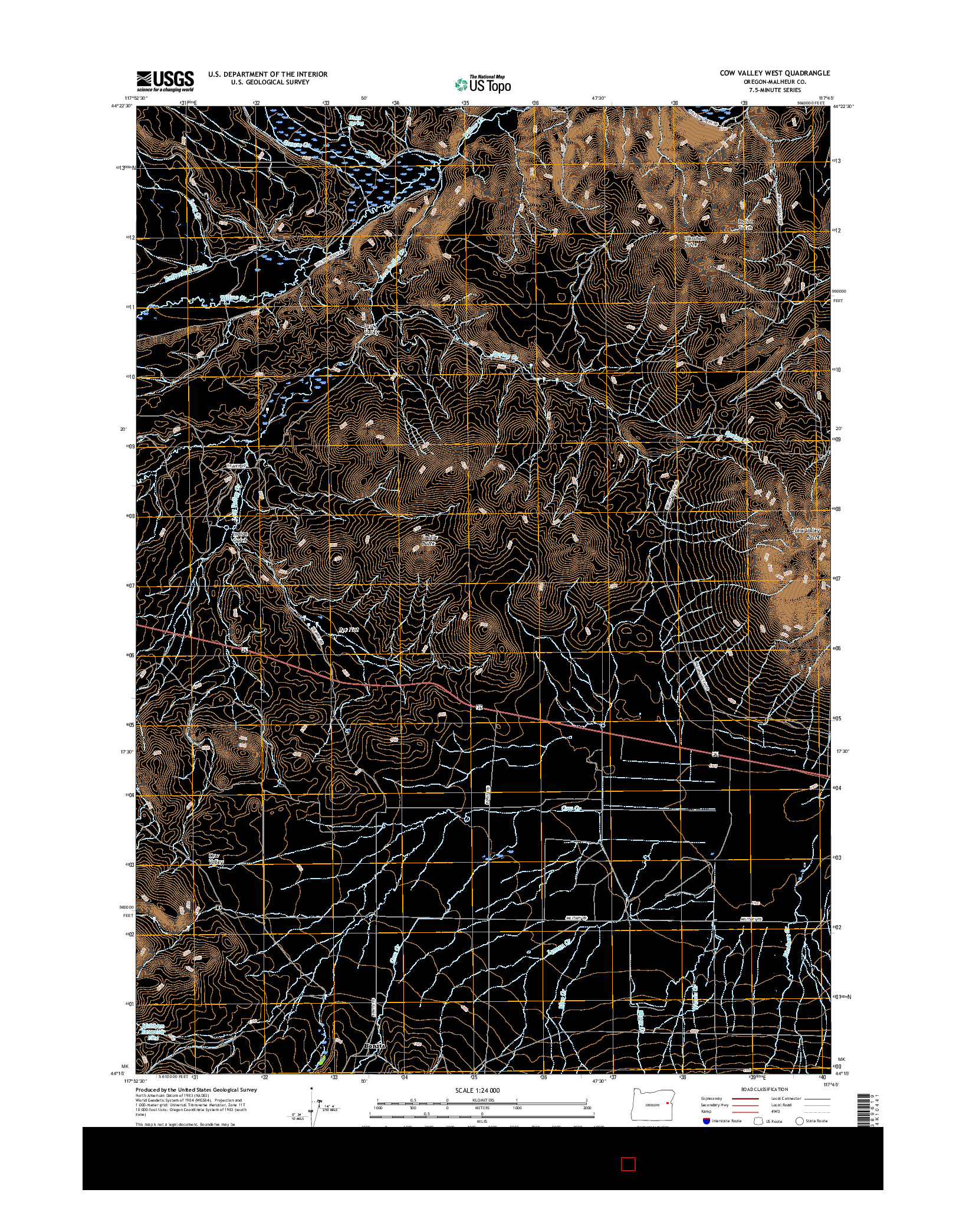 USGS US TOPO 7.5-MINUTE MAP FOR COW VALLEY WEST, OR 2017
