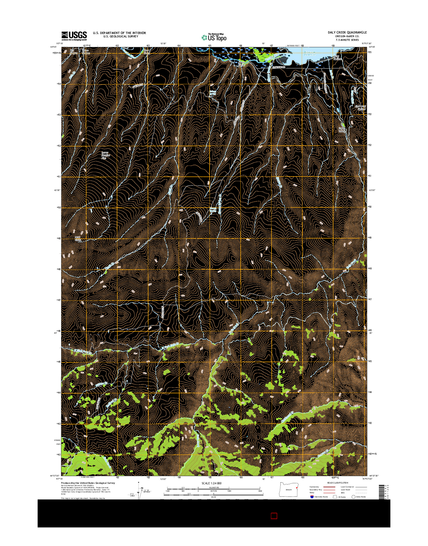 USGS US TOPO 7.5-MINUTE MAP FOR DALY CREEK, OR 2017