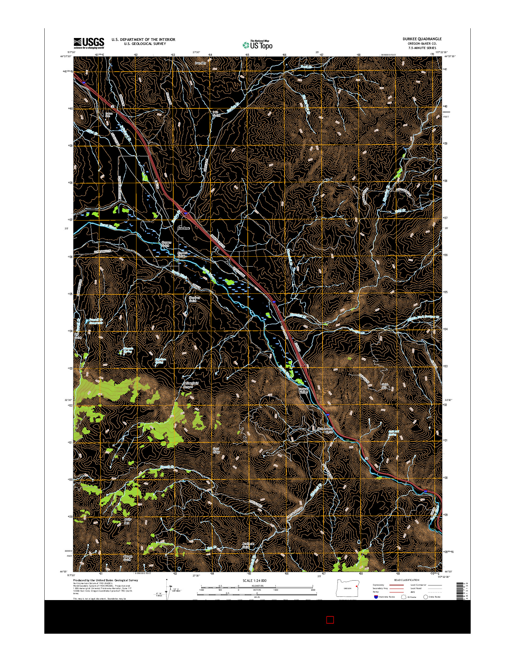 USGS US TOPO 7.5-MINUTE MAP FOR DURKEE, OR 2017
