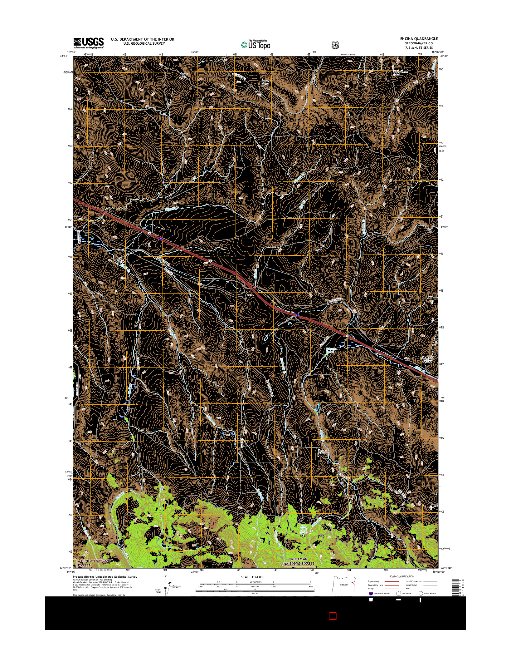 USGS US TOPO 7.5-MINUTE MAP FOR ENCINA, OR 2017