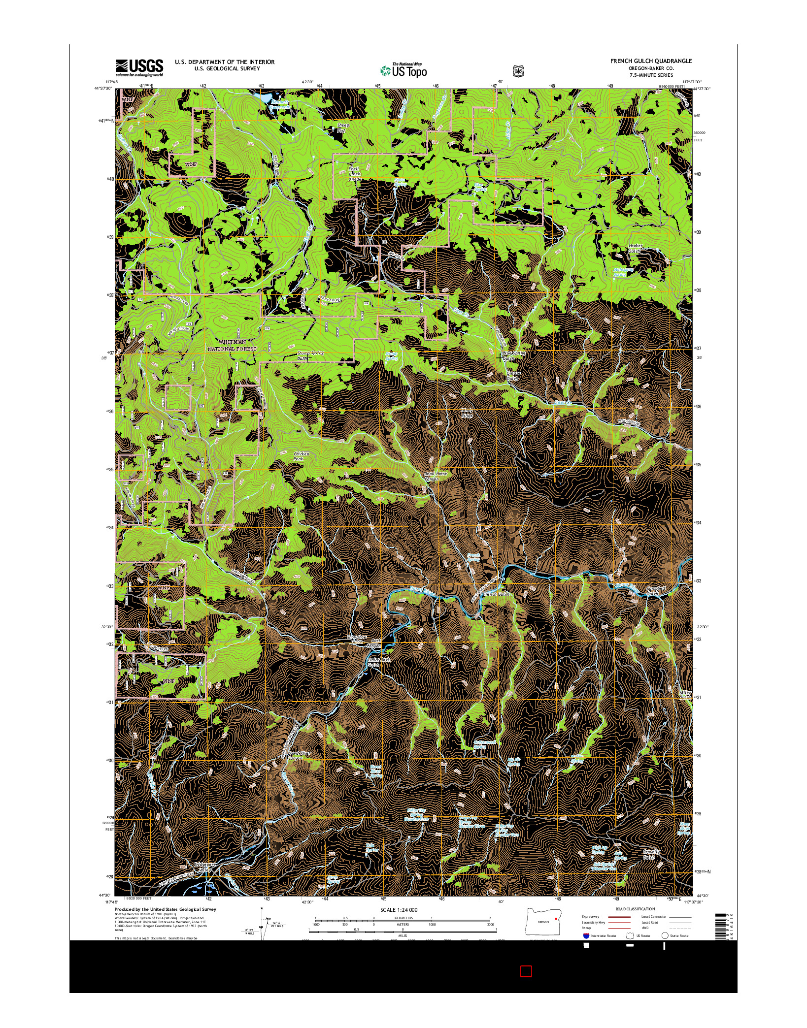 USGS US TOPO 7.5-MINUTE MAP FOR FRENCH GULCH, OR 2017