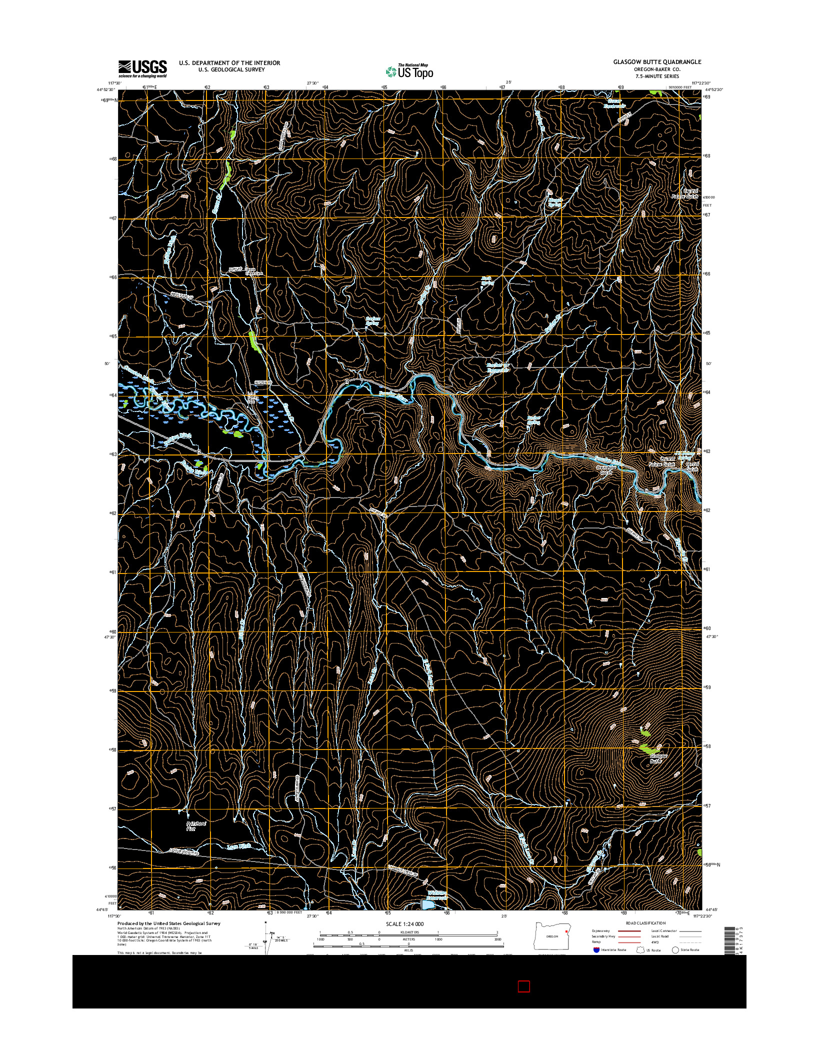 USGS US TOPO 7.5-MINUTE MAP FOR GLASGOW BUTTE, OR 2017