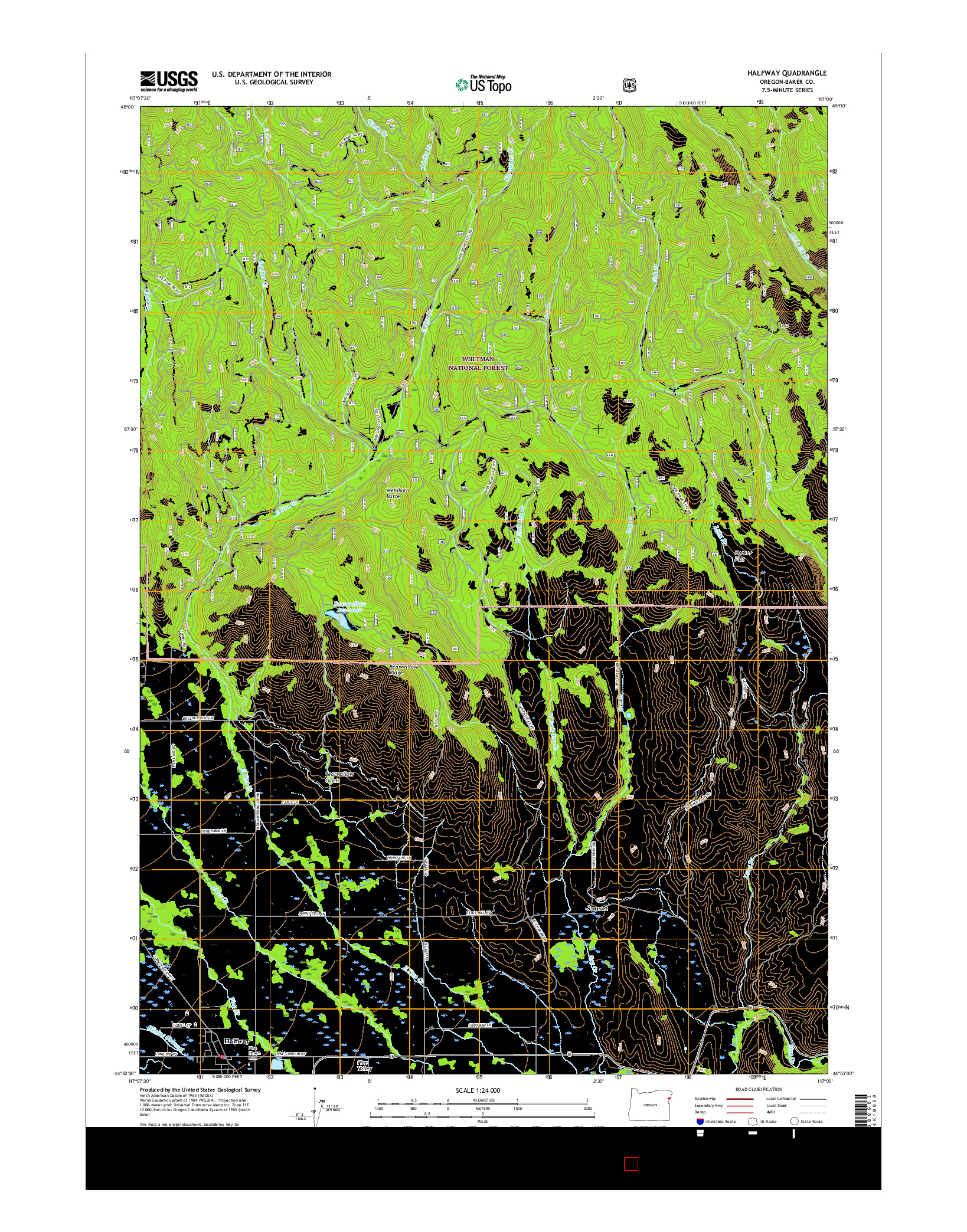 USGS US TOPO 7.5-MINUTE MAP FOR HALFWAY, OR 2017